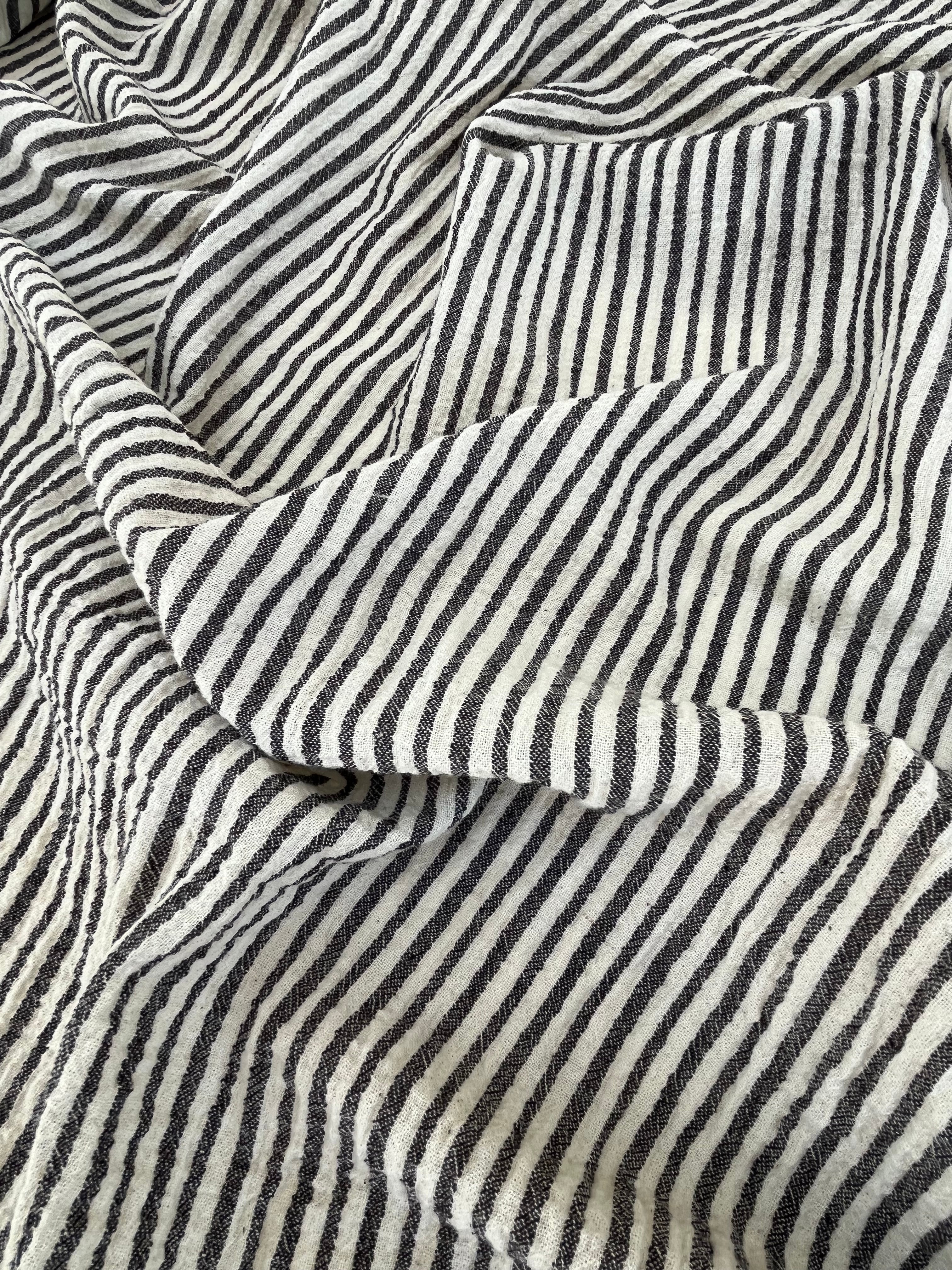 Beige Striped- Black Striped- Brown Striped Neutral Organic Cotton Fabric.