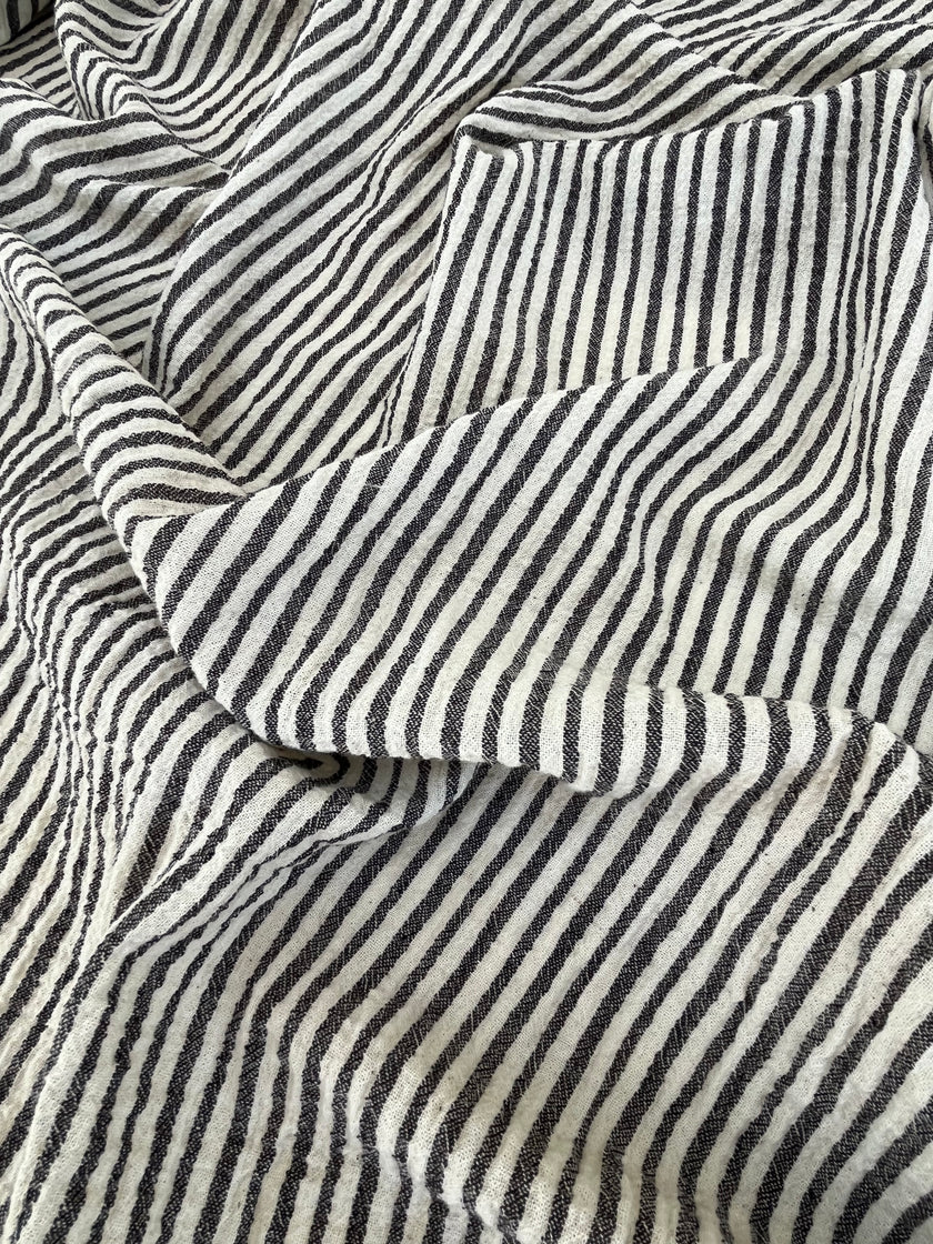 Beige Striped- Black Striped- Brown Striped Neutral Organic Cotton Fabric.