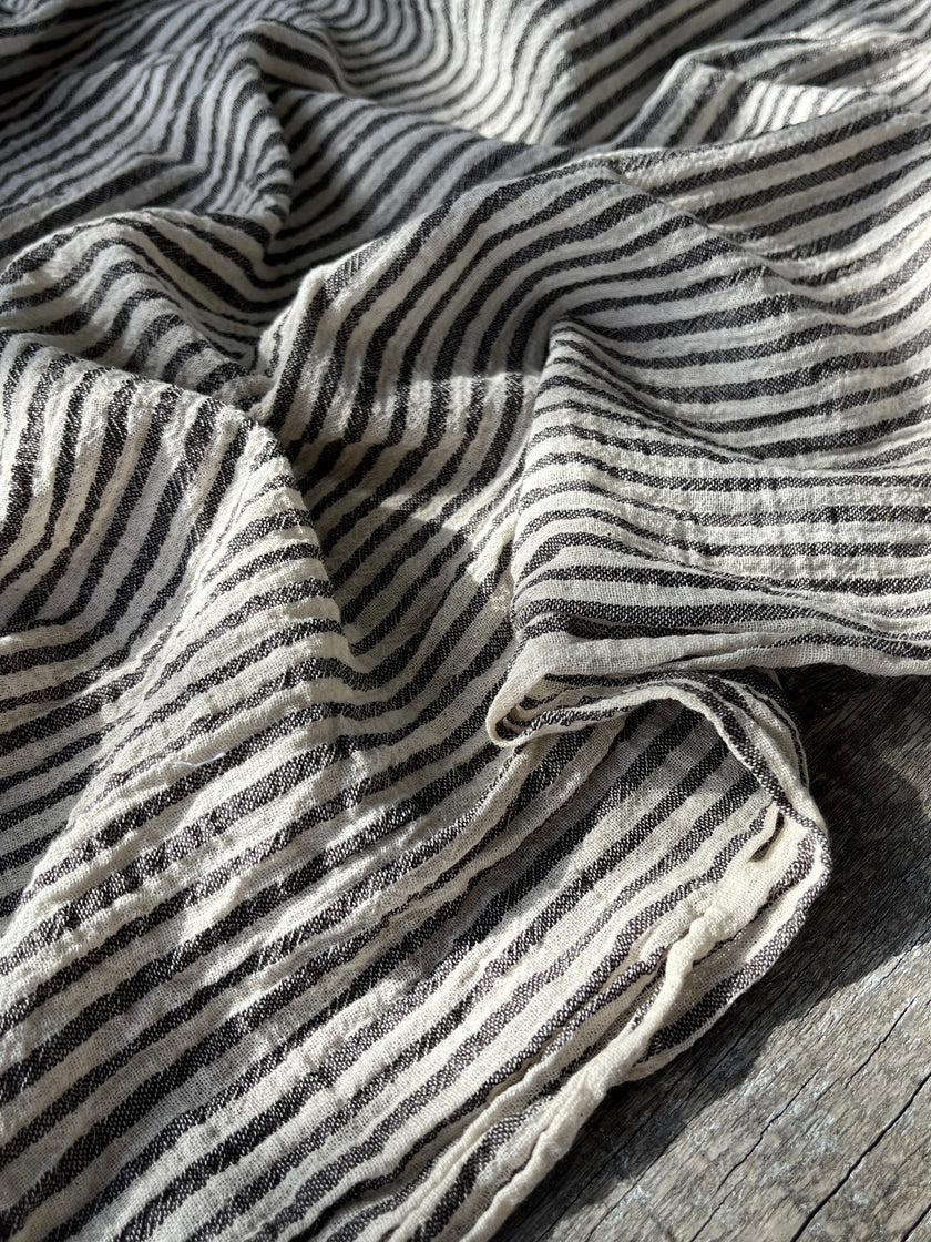 Beige Striped- Black Striped- Brown Striped Neutral Organic Cotton Fabric.