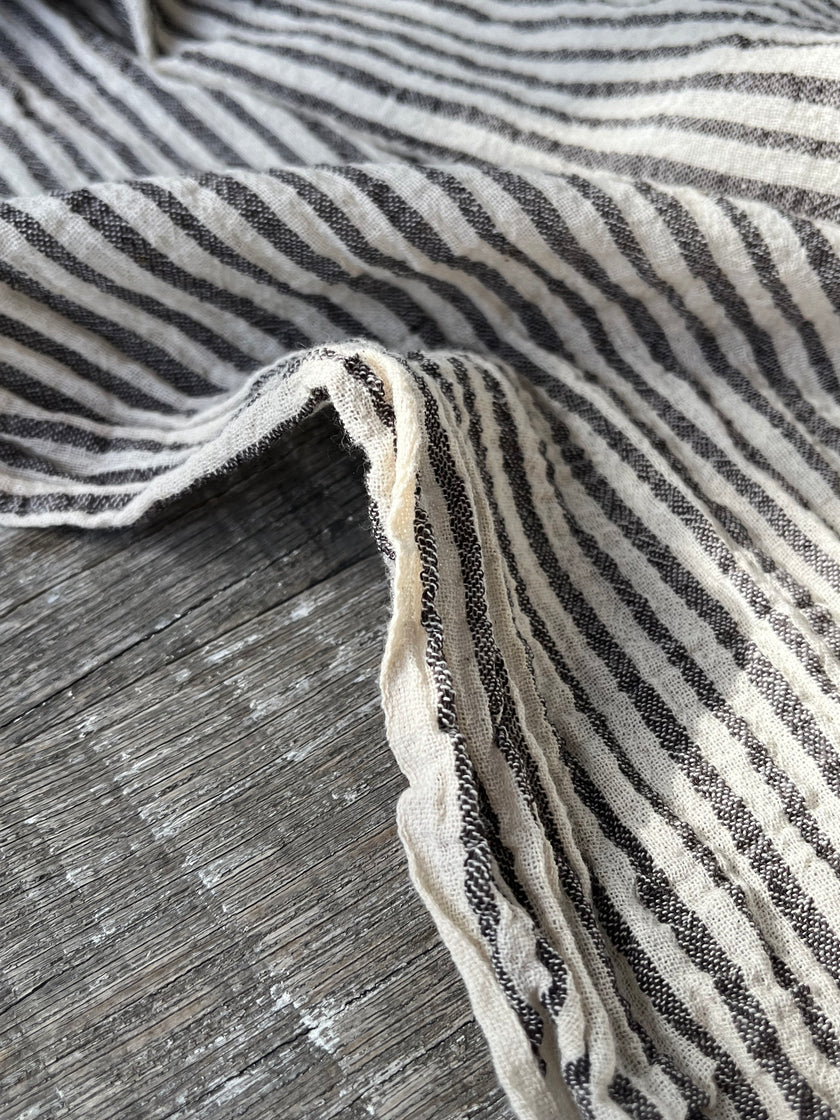 Beige Striped- Black Striped- Brown Striped Neutral Organic Cotton Fabric.