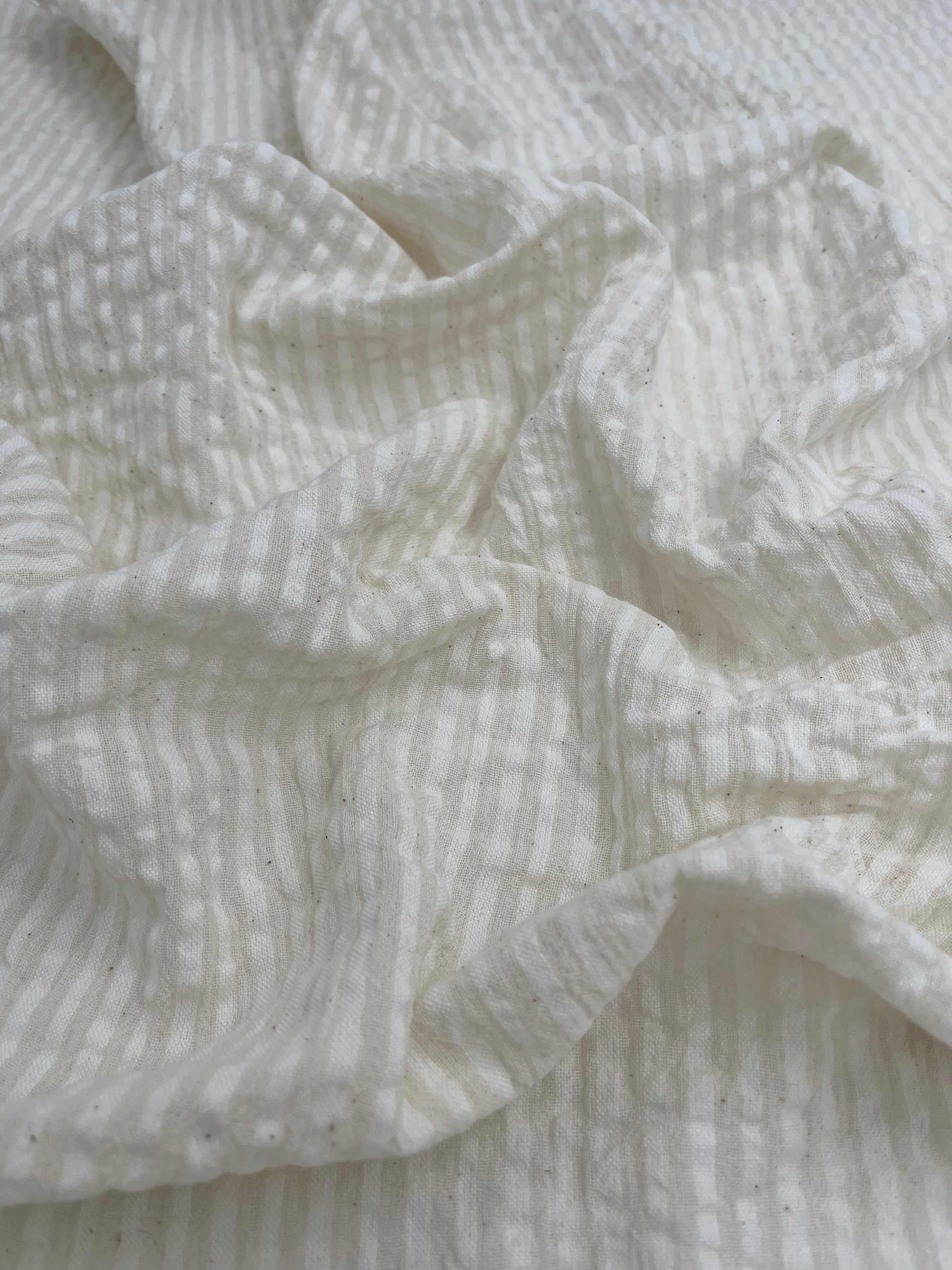 Beige Striped- Black Striped- Brown Striped Neutral Organic Cotton Fabric.