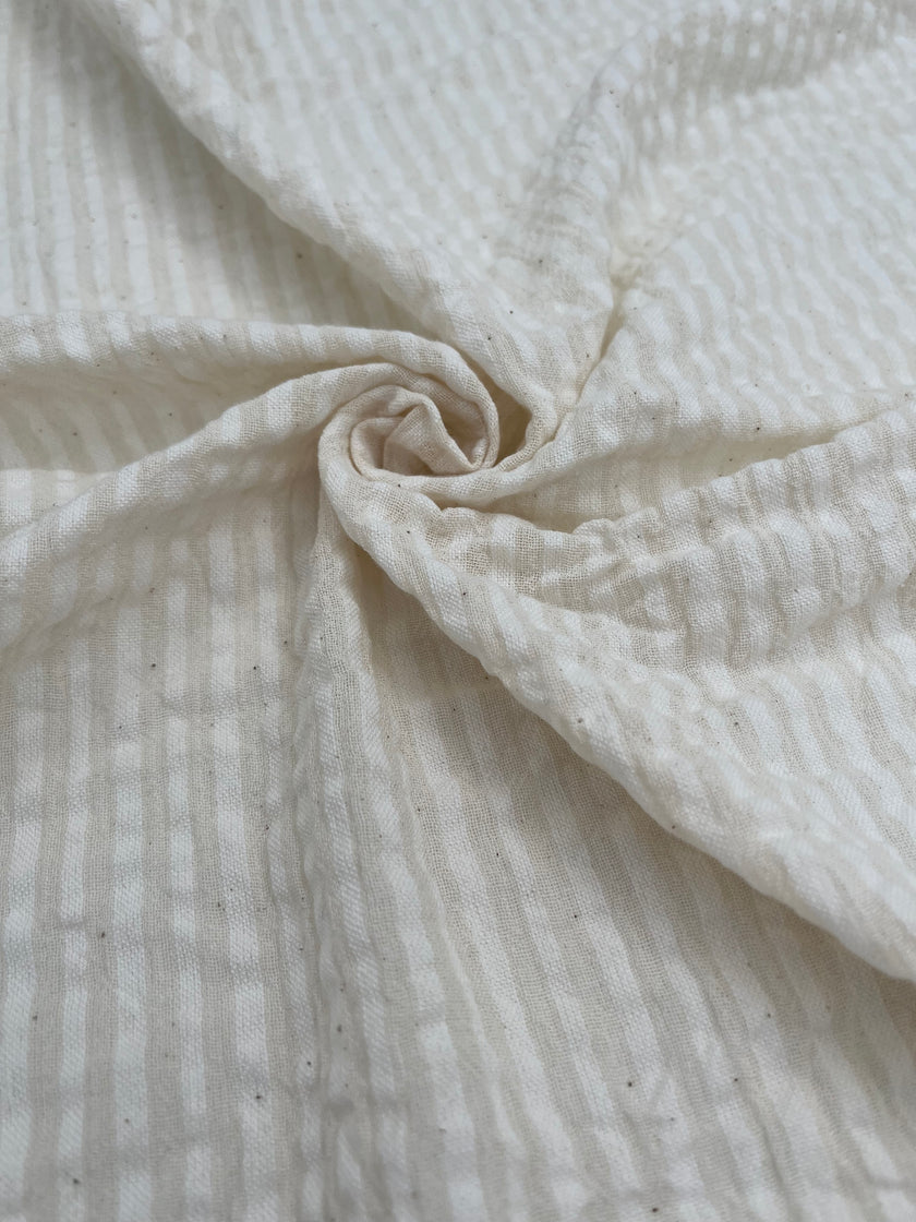 Beige Striped- Black Striped- Brown Striped Neutral Organic Cotton Fabric.