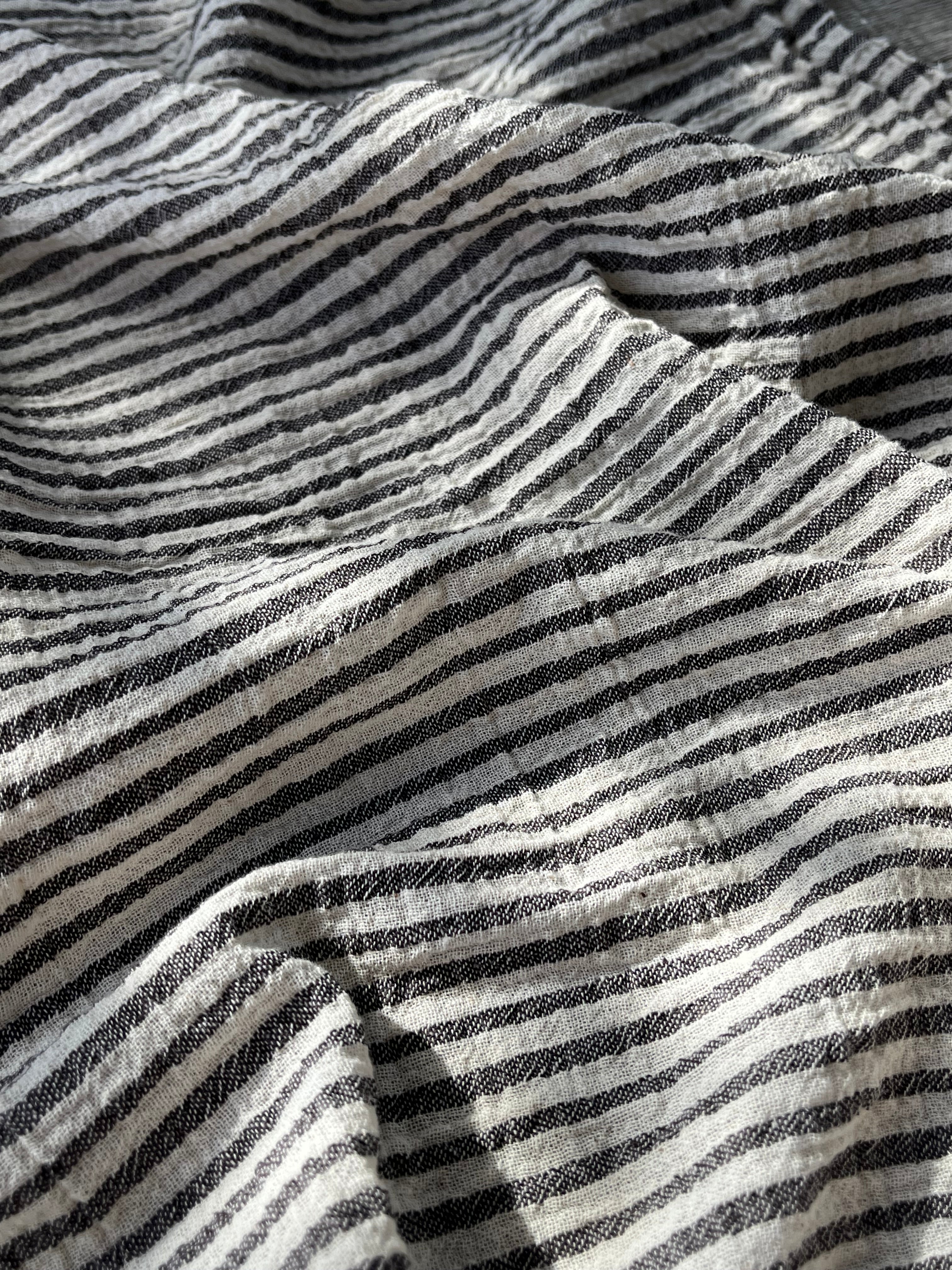 Beige Striped- Black Striped- Brown Striped Neutral Organic Cotton Fabric.