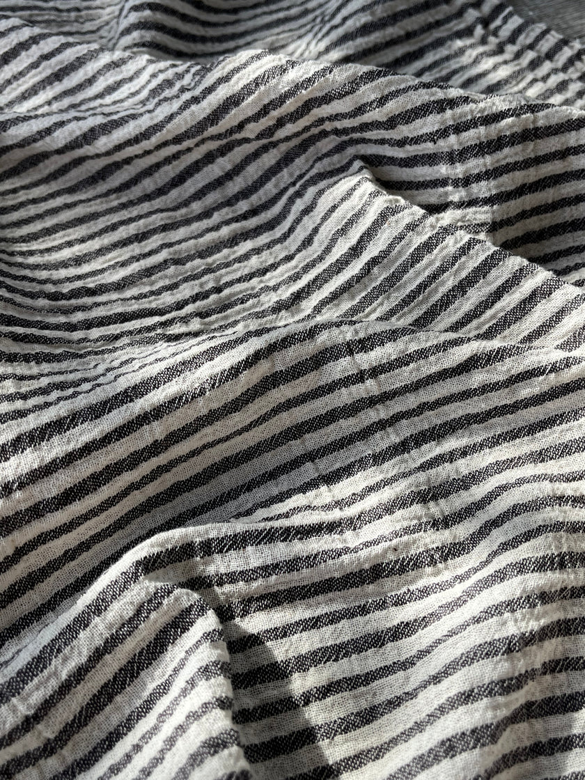 Beige Striped- Black Striped- Brown Striped Neutral Organic Cotton Fabric.