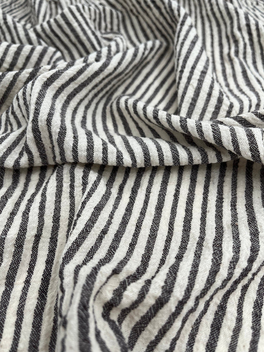 Beige Striped- Black Striped- Brown Striped Neutral Organic Cotton Fabric.