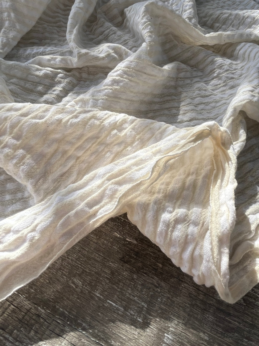 Beige Striped- Black Striped- Brown Striped Neutral Organic Cotton Fabric.