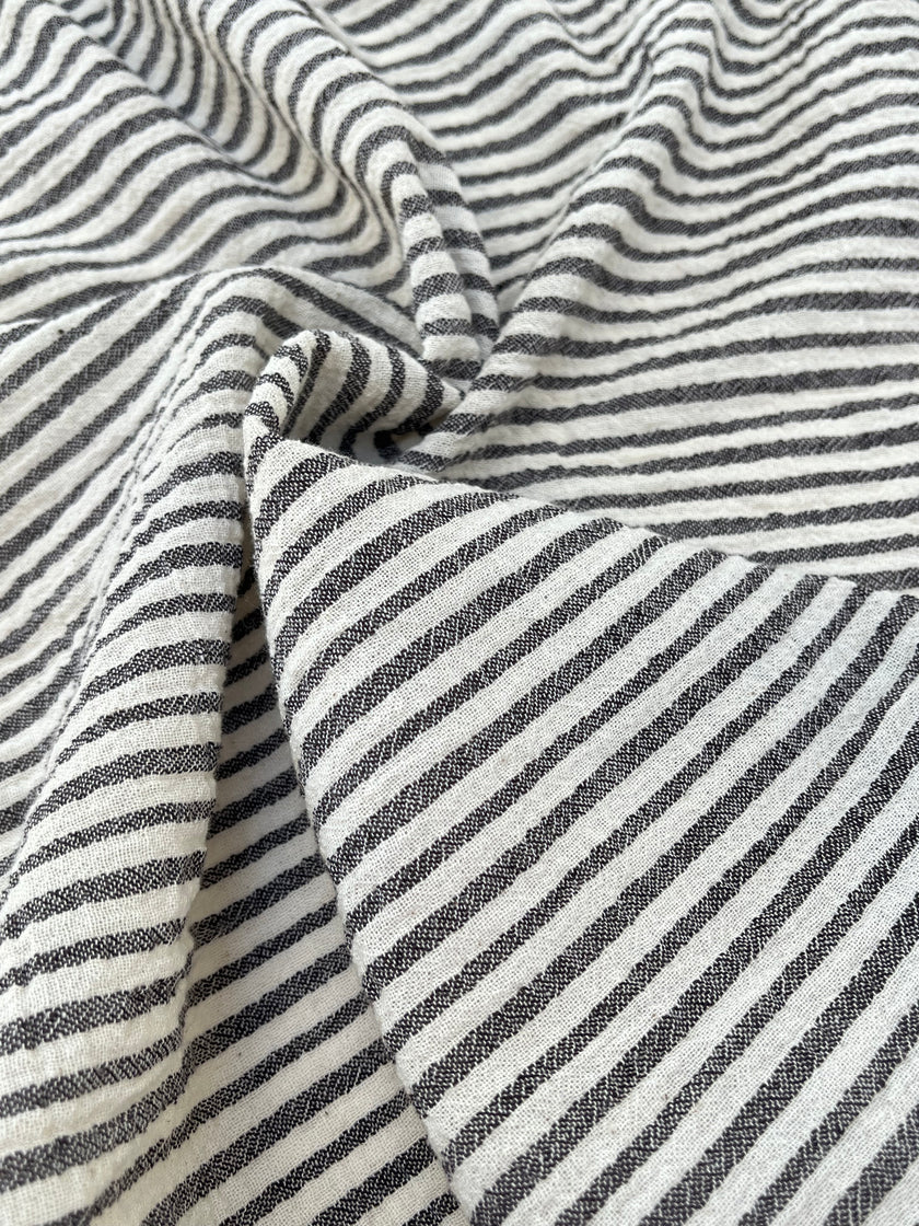 Beige Striped- Black Striped- Brown Striped Neutral Organic Cotton Fabric.