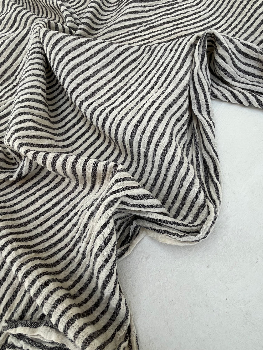 Beige Striped- Black Striped- Brown Striped Neutral Organic Cotton Fabric.