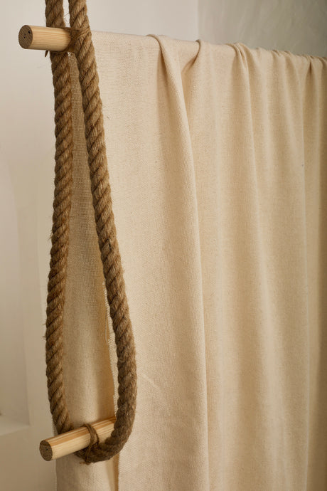 Heavy Weight Organic Cotton Open Weave Sewing Fabric, Natural Undyed, Wide Width.