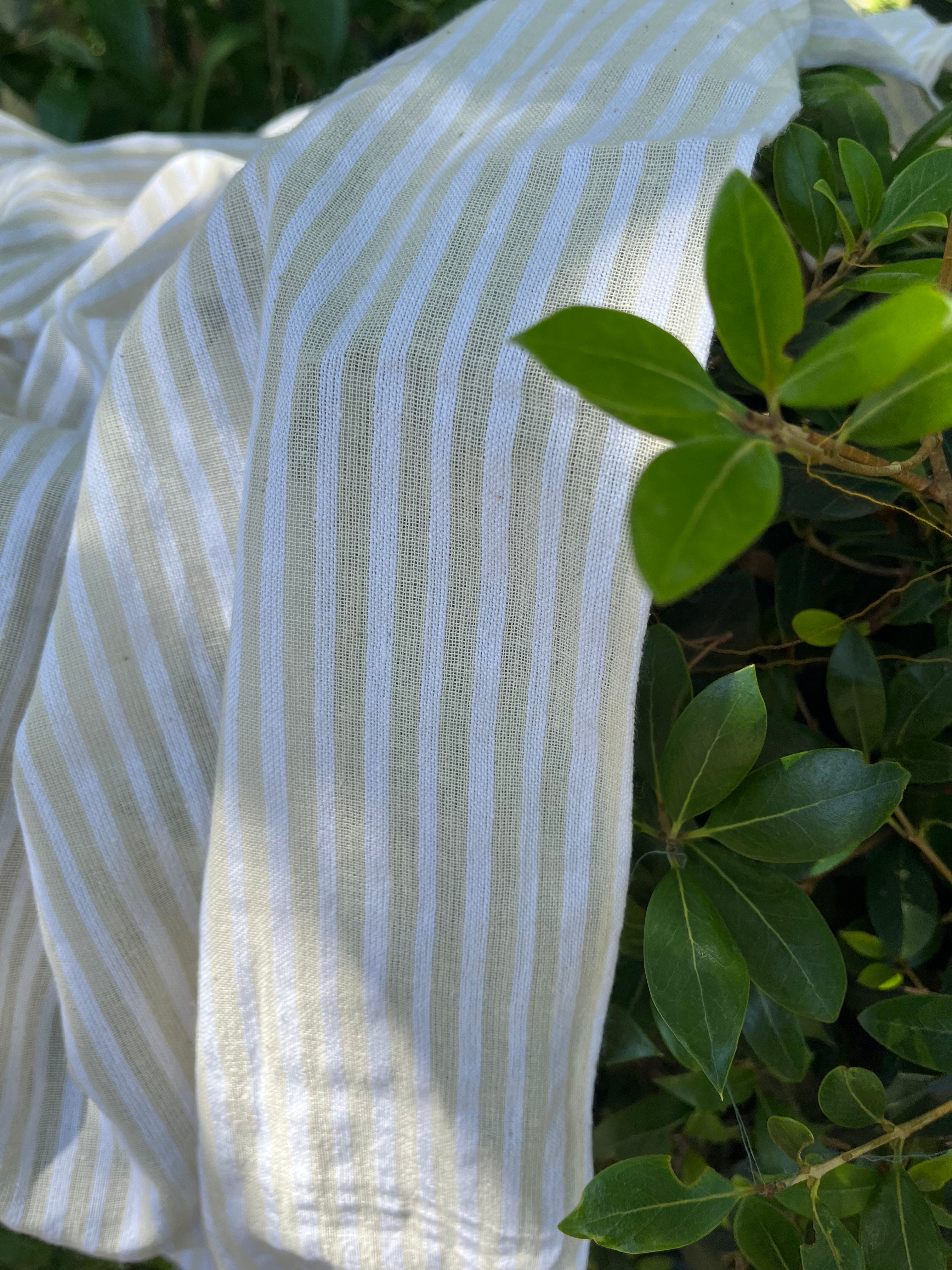 Beige Striped- Black Striped- Brown Striped Neutral Organic Cotton Fabric.