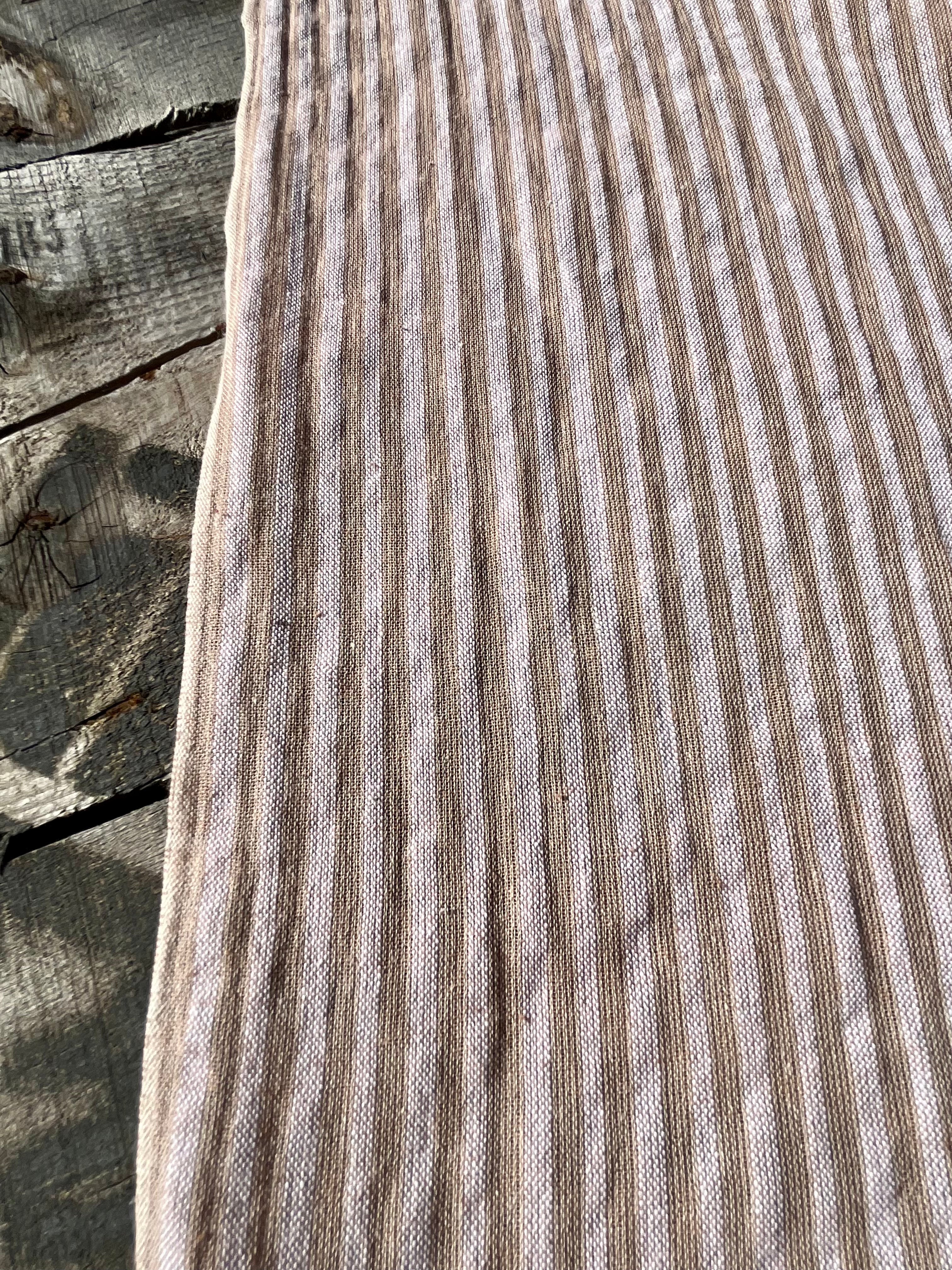 Beige Striped- Black Striped- Brown Striped Neutral Organic Cotton Fabric.