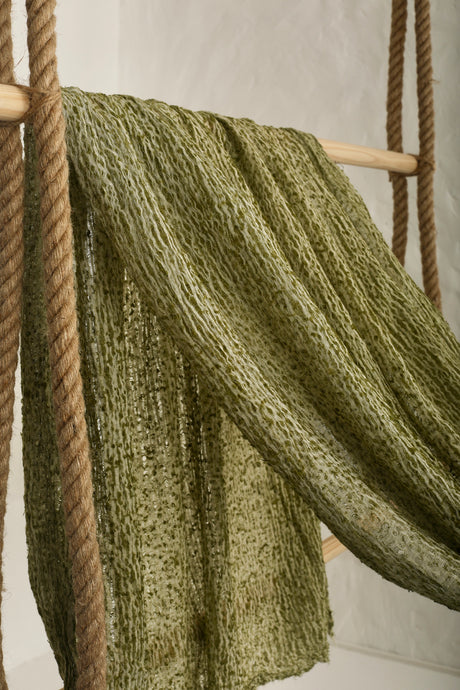 Green Textured Linen Fabric By The Yard Natural Fabrics.