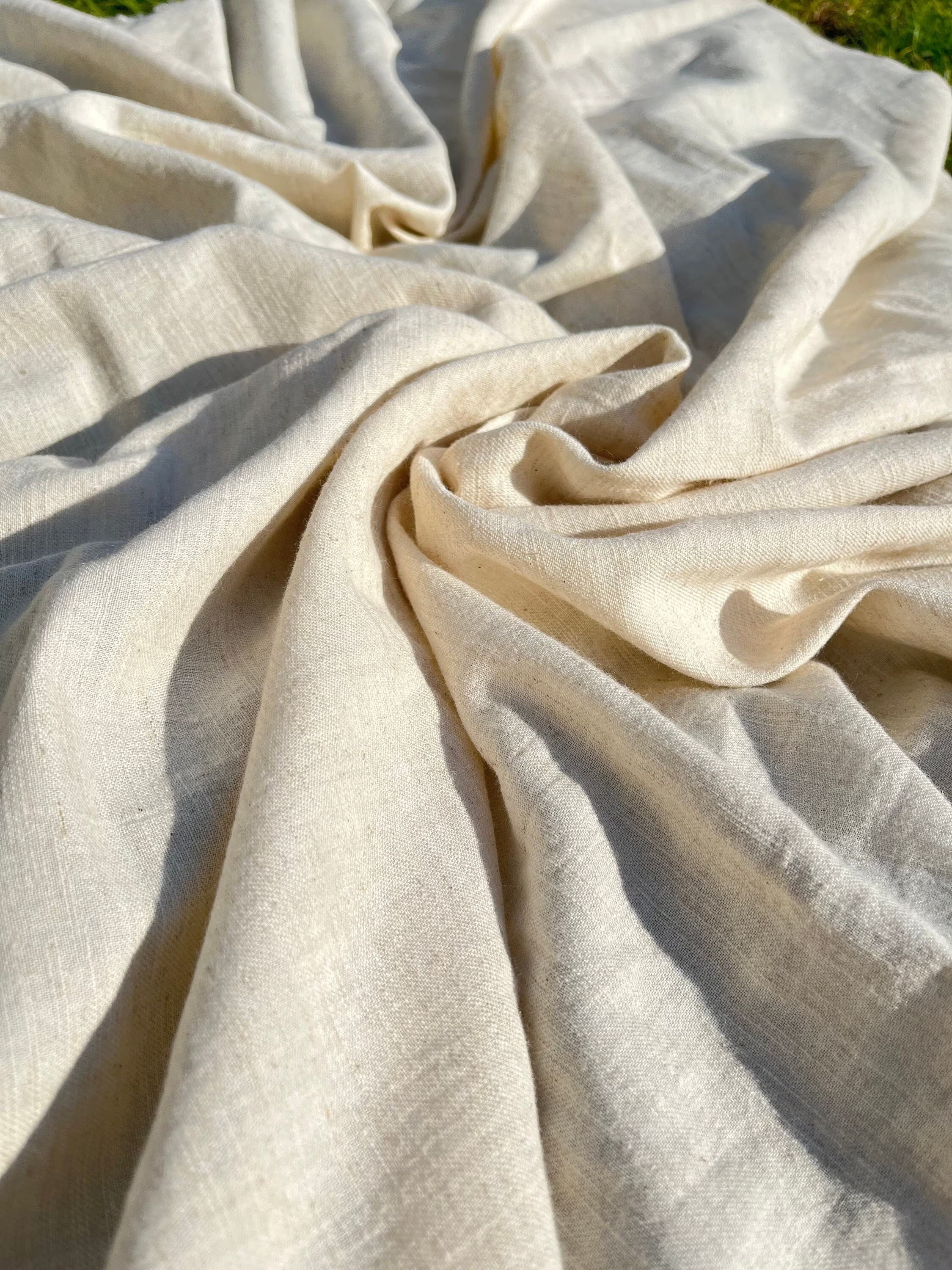 Neutral Unbleached Linen Organic Cotton Blended Fabric By The