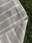 Gray- White Striped Linen Organic Cotton Blended Fabric By The Meter.