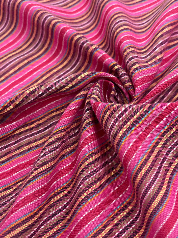 Organic Cotton Fabric By The Meter, Yarn Dyed Fabric With Pin Stripes.