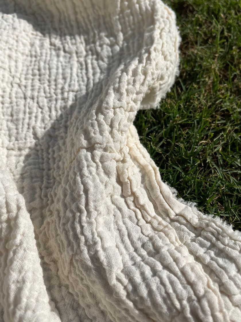 Tissu en mousseline extra froissé et doux par cour - Tissu en mousseline biologique - Mousseline de coton pour bébé - Tissu de gaze 2 couches au mètre, 150 CM DE LARGEUR. Couverture nouveau-né.