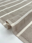 Gray- White Striped Linen Organic Cotton Blended Fabric By The Meter.