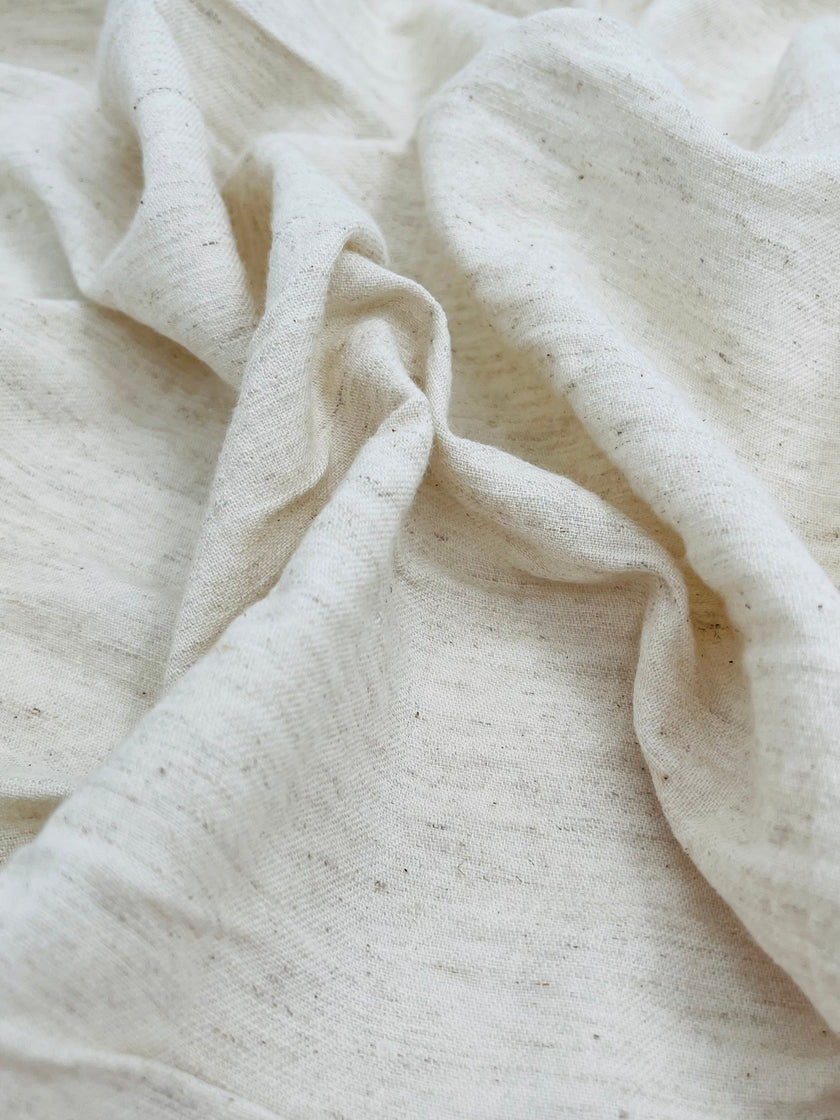 Nötr Ağartılmamış Keten Organik Pamuk Karışımlı Kumaş Metre Fiyatı, Genişlik 150 cm. %50 Keten %50 Pamuk, Softhand Fluid Keten Kumaş.