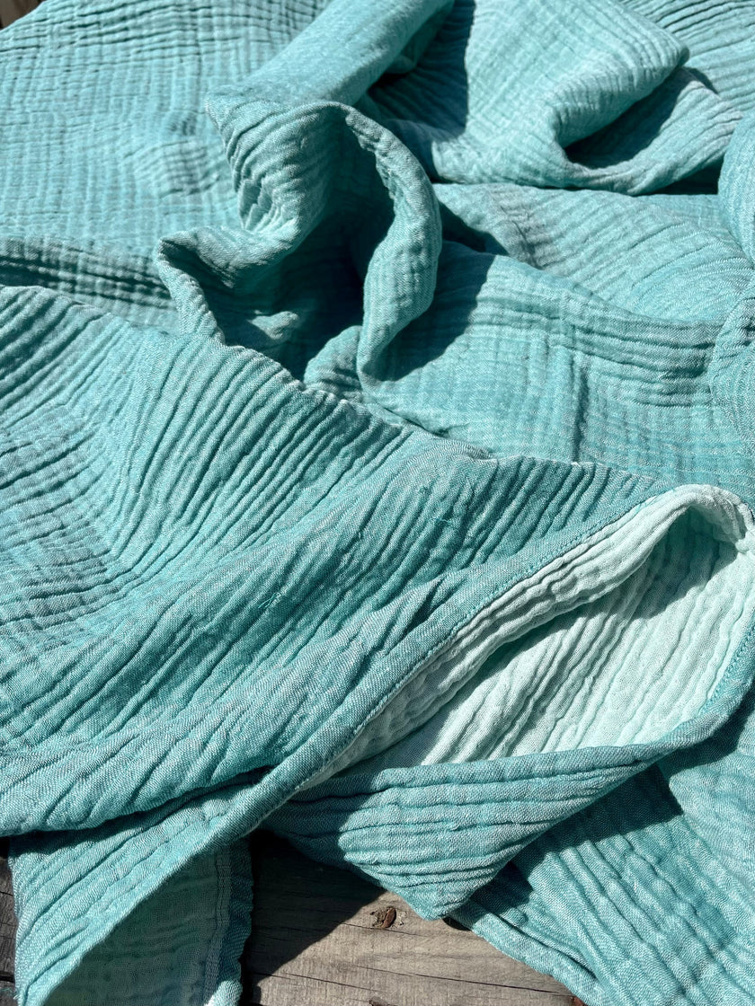 Tissu en mousseline extra froissé et doux par cour - Tissu en mousseline biologique - Mousseline de coton pour bébé - Tissu de gaze 2 couches au mètre, 150 CM DE LARGEUR. Couverture nouveau-né.