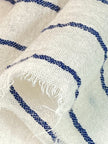 Navy - Black Striped Neutral Organic Cotton Fabric By The Meter.