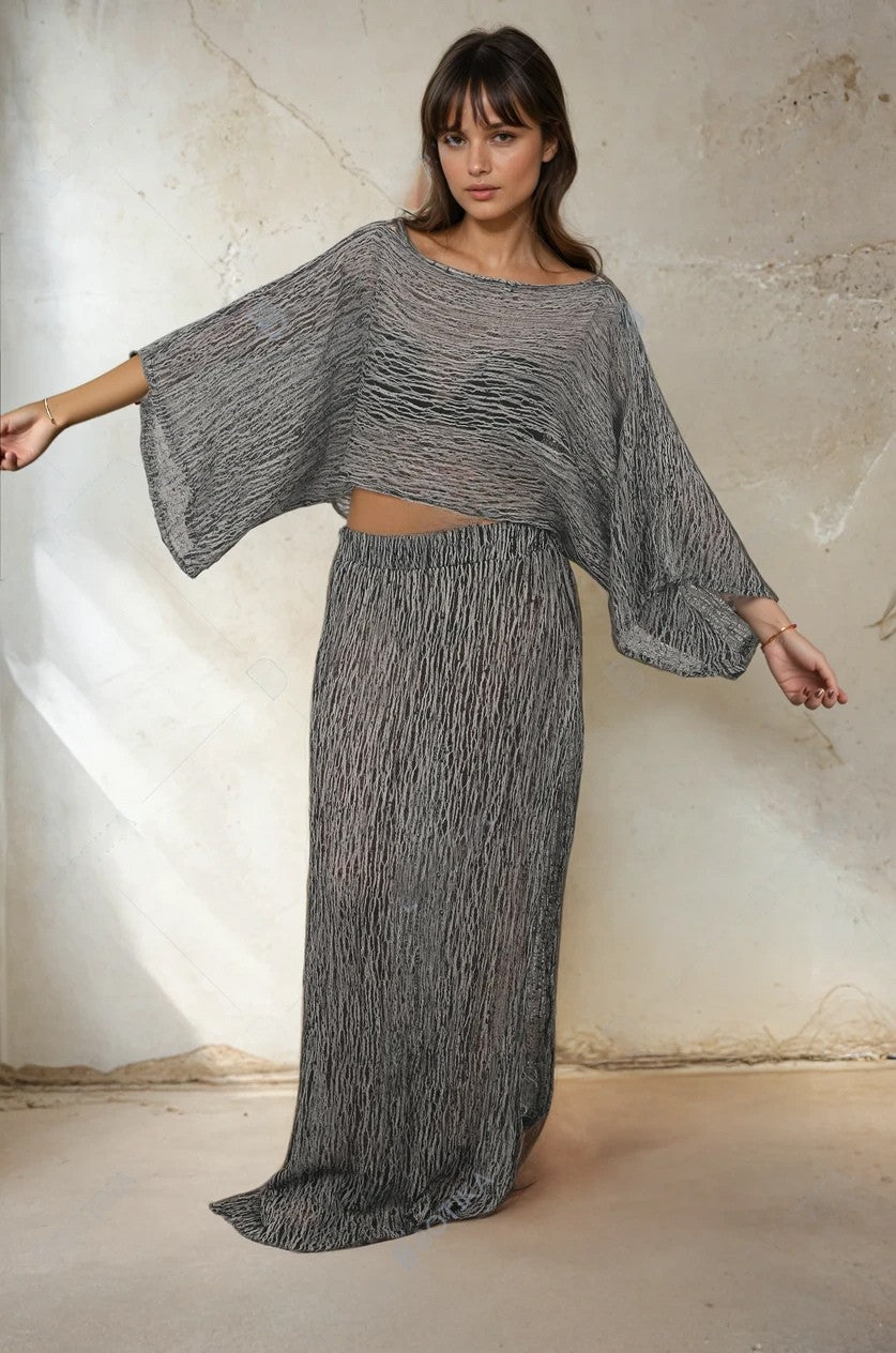 Metre Kare Siyah-Beyaz Keten Kumaş, Organik Pamuklu Kumaş, Dokulu El Dokuma Yarı Şeffaf Doğal Kumaşlar.