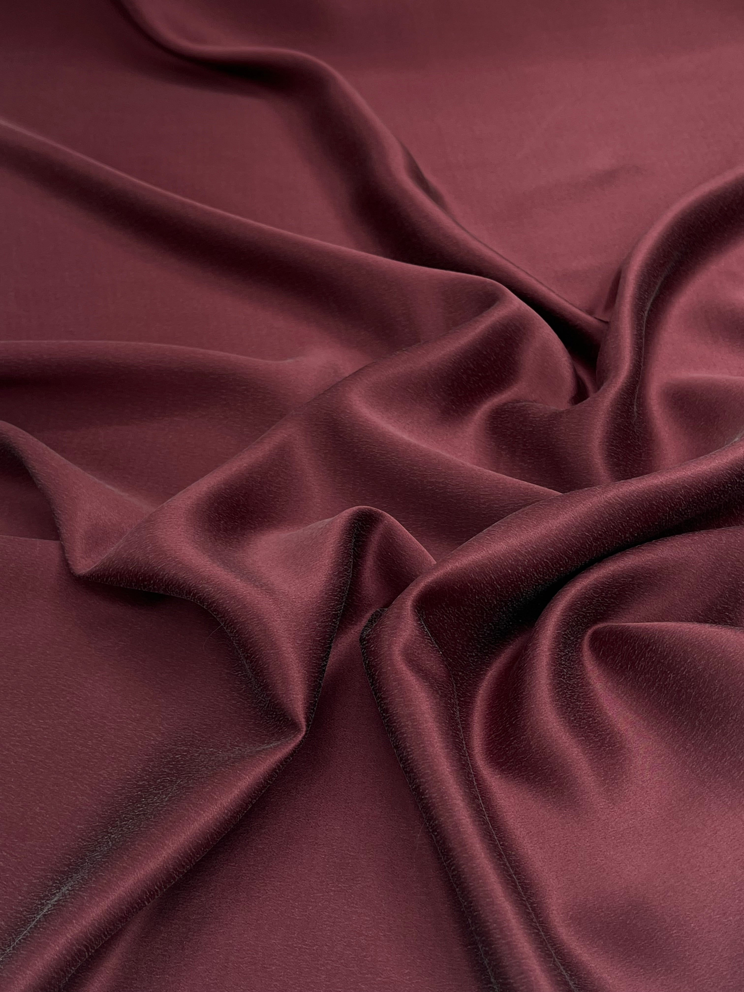 Burgundy Red  / Wine Red Stoned Silk Satin.