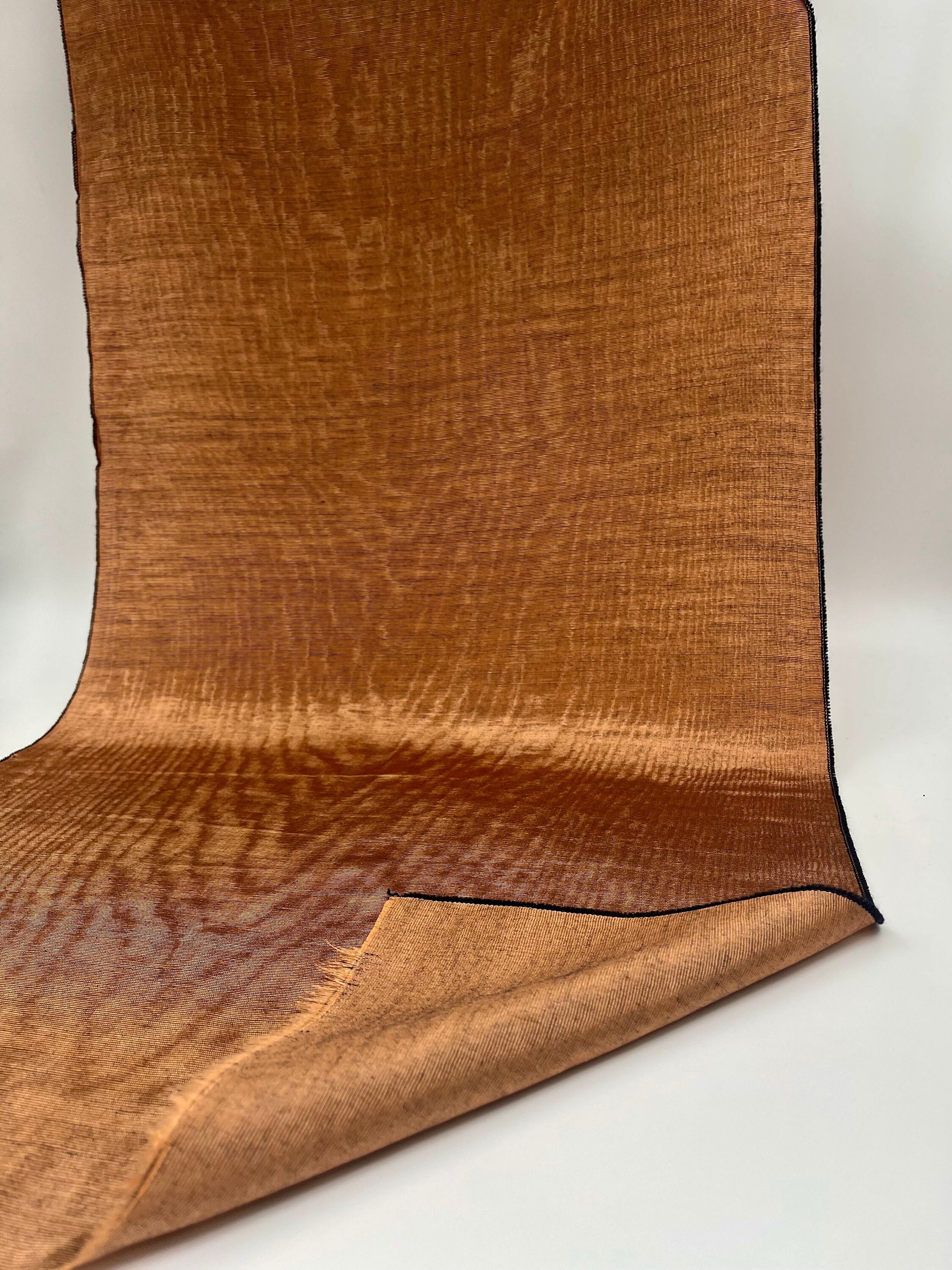 Cinnamon Silk Fabric, Moire Silk Fabric, Silk By The Yard. Watermark Pattern.