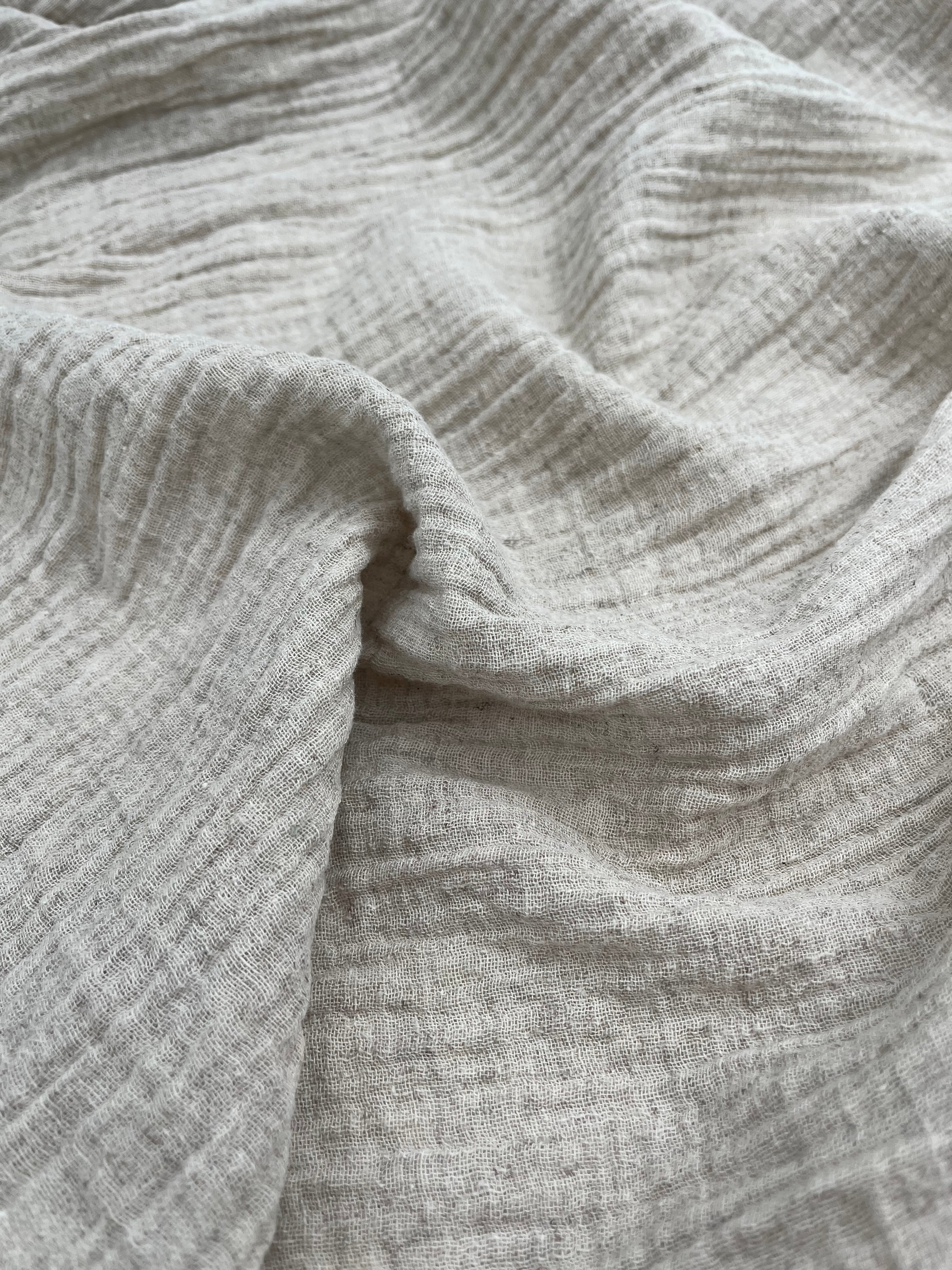 Keten Yarı Şeffaf Açık Dokuma Muslin Kumaş. - Organik Muslin Kumaş - Bebek Pamuklu Muslin - Metre ile 2 Katlı Tül Kumaş, 150 CM GENİŞLİK. Yenidoğan Battaniyesi.