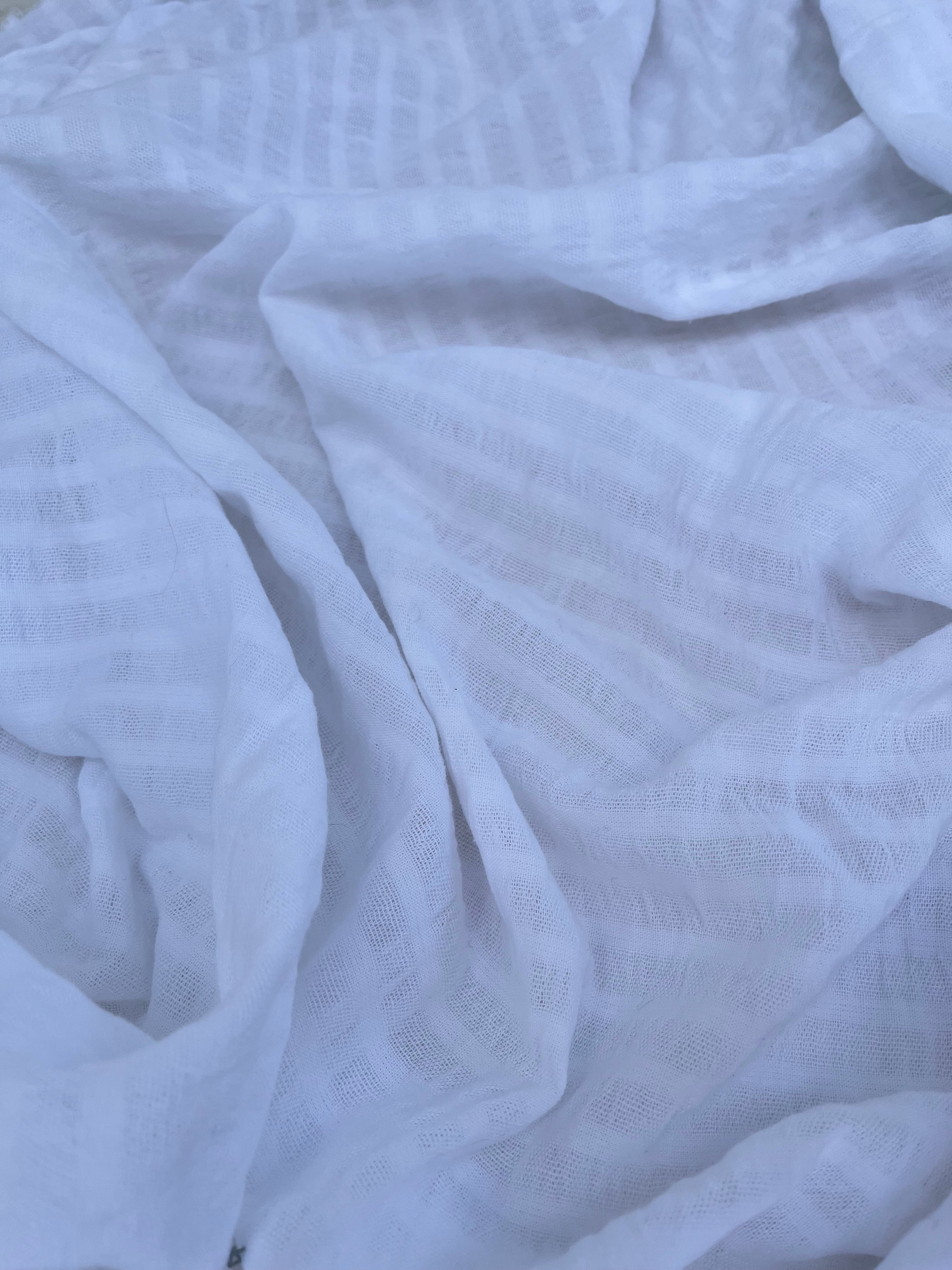 Cotton Fabric With Stripes, Brown, Green, Black, Cream, White Colour Options Available.
