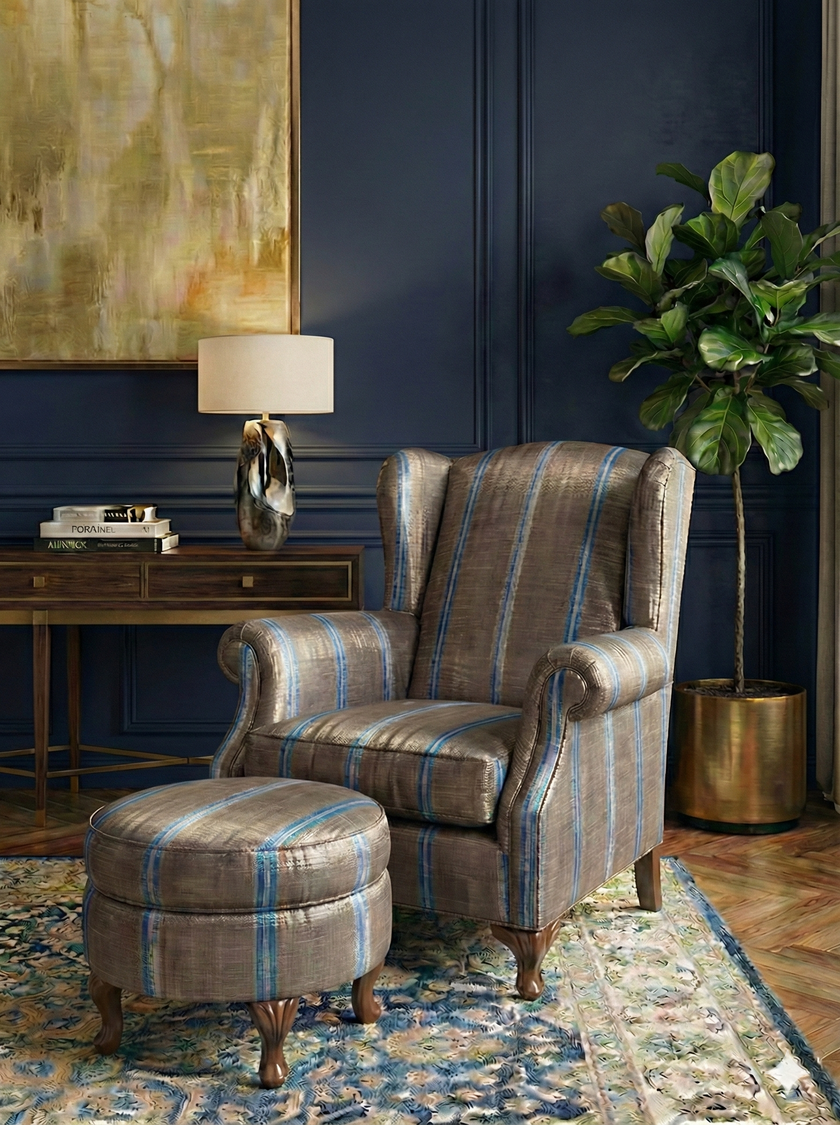 Rembourrage luxueux en soie à rayures vertes Ikat pour tête de lit ottoman, tissus d'intérieur pour textiles de maison : housses d'oreiller, motifs inspirés du kimono, motifs en filigrane.
