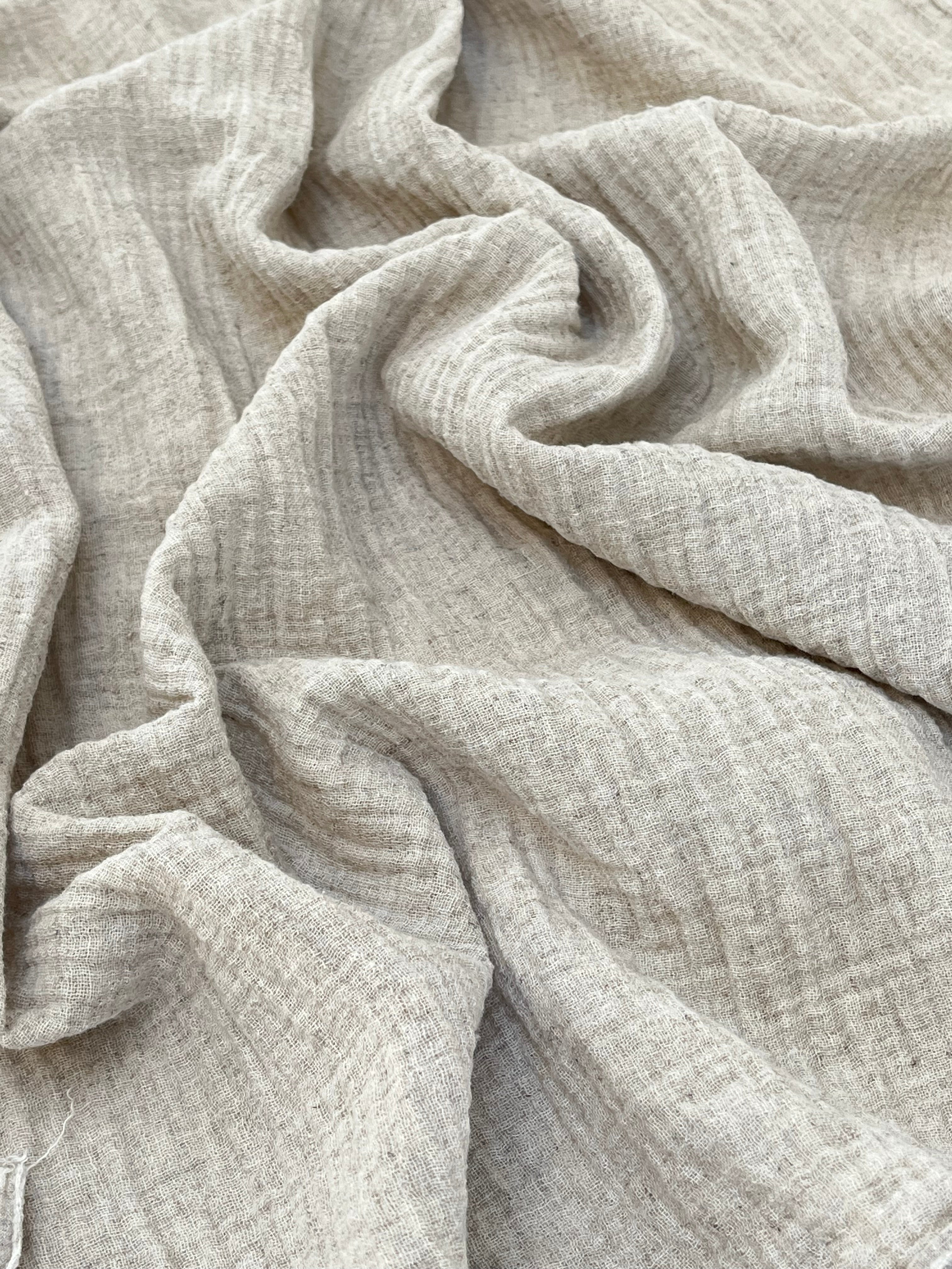 Keten Yarı Şeffaf Açık Dokuma Muslin Kumaş. - Organik Muslin Kumaş - Bebek Pamuklu Muslin - Metre ile 2 Katlı Tül Kumaş, 150 CM GENİŞLİK. Yenidoğan Battaniyesi.
