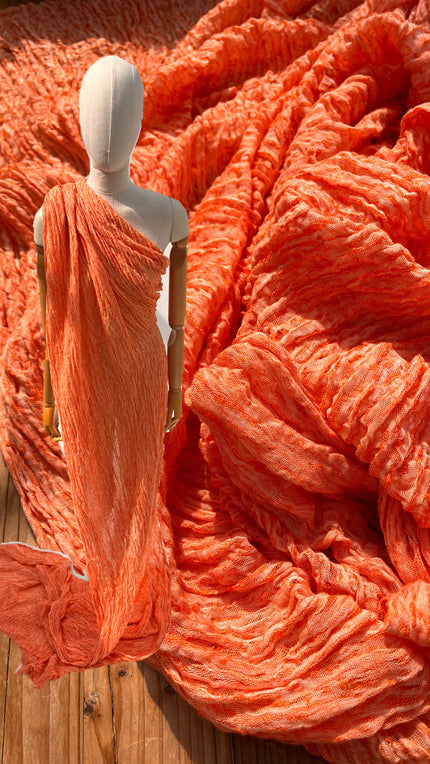 Orange Textured Linen Fabric By The Yard Natural Fabrics.