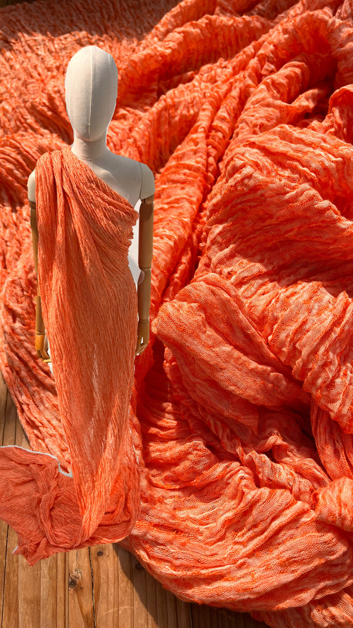 Orange Textured Linen Fabric By The Yard Natural Fabrics.