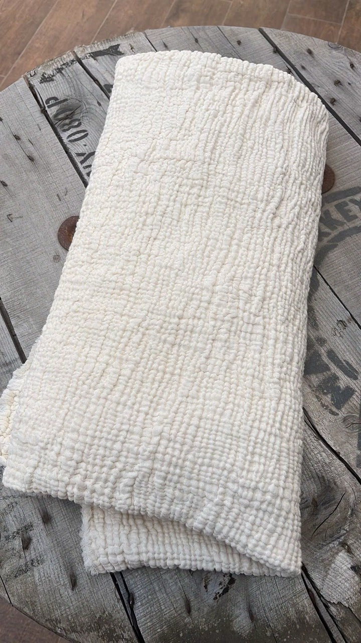 Tissu mousseline par cour - Tissu mousseline biologique - Mousseline de coton pour bébé - Tissu gaze 4 couches par mètre, 180 CM DE LARGEUR. Couverture nouveau-né.