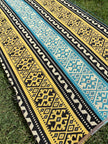 Ağır Gramajlı Kalın Jakarlı Pamuklu Kumaş Metre Başına 400/m2 - Döşemelik Geleneksel Anadolu Etnik Desenli - Döşemelik Kumaşlar. %70 Pamuk %30 Polyester - 140 cm Genişlik. Halı Dokuma. Çok Renkli Seçenekler, Sarı Mavi, Kırmızı Siyah Renk.