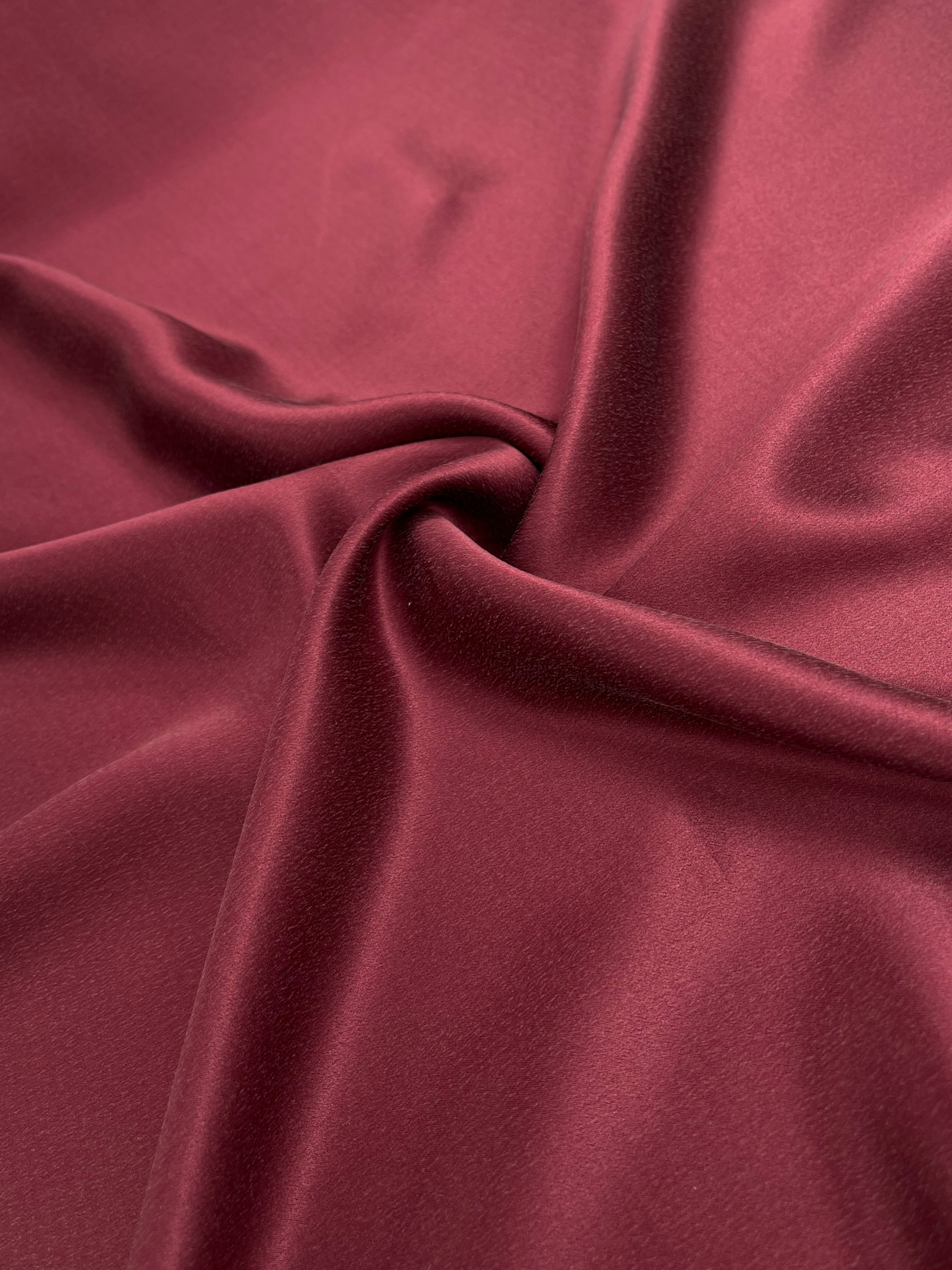 Burgundy Red  / Wine Red Stoned Silk Satin.