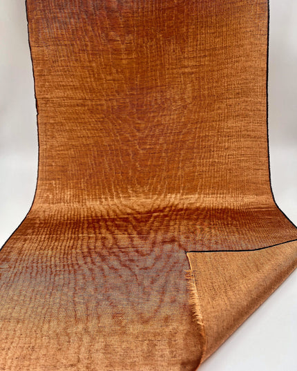 Cinnamon Silk Fabric, Moire Silk Fabric, Silk By The Yard. Watermark Pattern.
