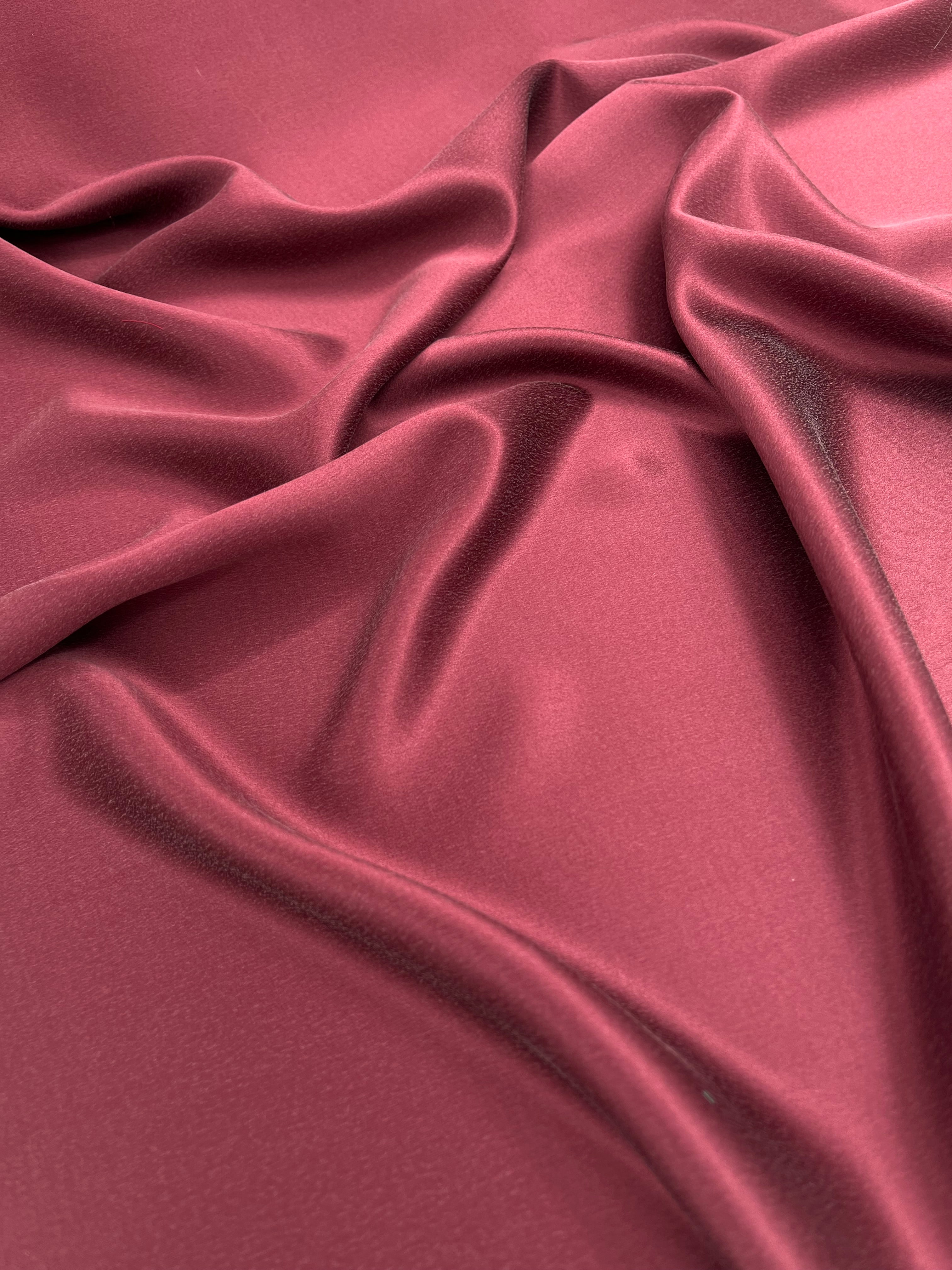 Burgundy Red  / Wine Red Stoned Silk Satin.