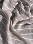 Gray- White Striped Linen Organic Cotton Blended Fabric By The Meter.