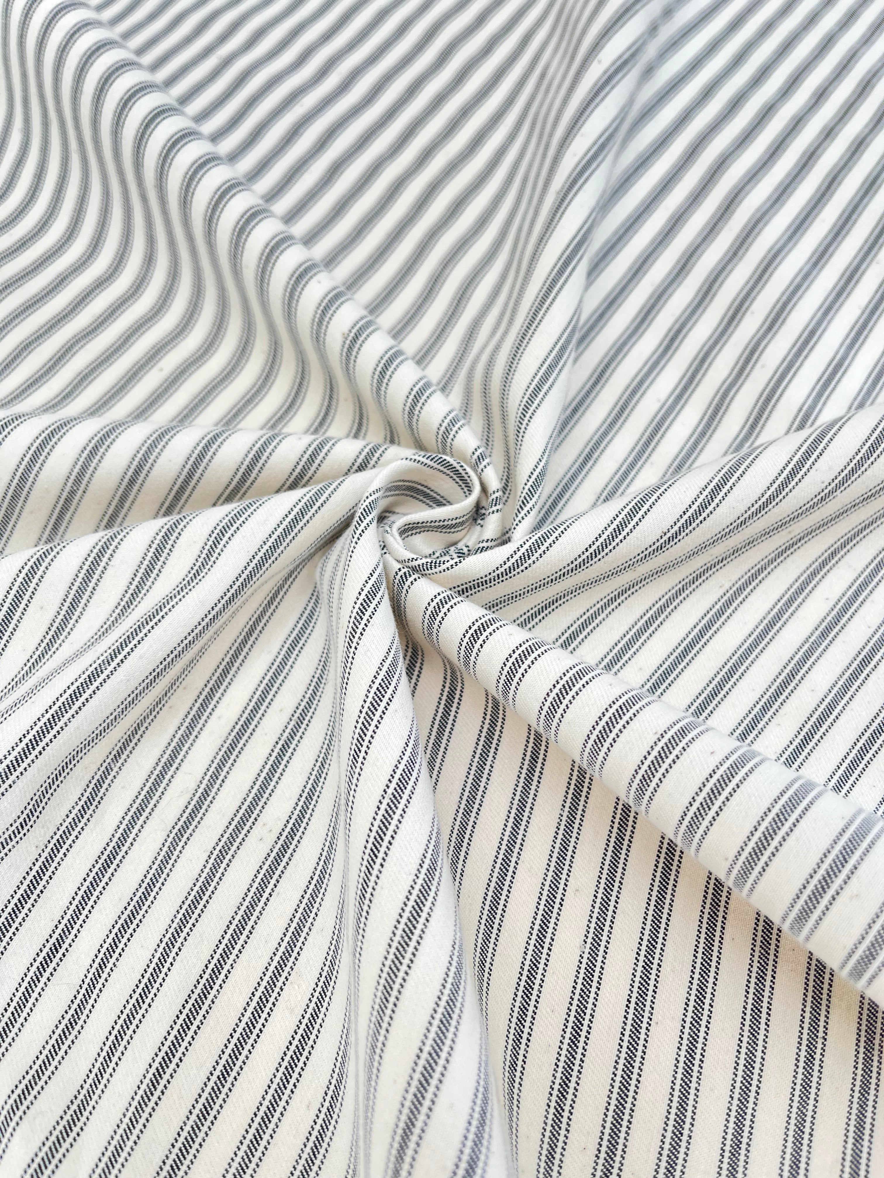 Ağır Ağırlık Yumuşatılmış Pamuklu Kumaş Metre 280/m2 - Döşemelik Çizgili Fransız Stili - Doğal Döşemelik Kumaşlar. %100 Pamuk - 150 cm Genişlik