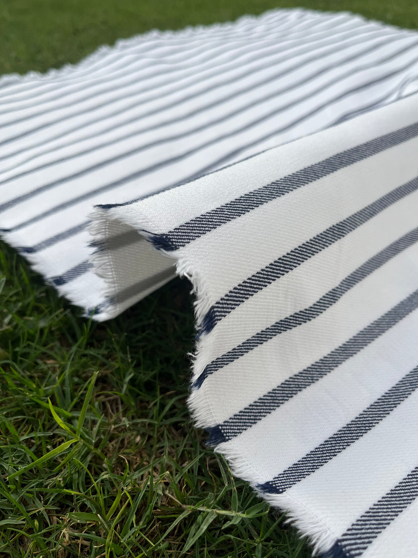 Ağır Ağırlıklı Yumuşatılmış Pamuklu Kumaş Metre Başına 400/m2 - Döşemelik Çizgili Fransız Stili - Doğal Döşemelik Kumaşlar. %100 Pamuk - 150 cm Genişlik