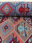 Ağır Gramajlı Kalın Jakarlı Pamuklu Kumaş Metre Başına 400/m2 - Döşemelik Geleneksel Anadolu Etnik Desenli - Döşemelik Kumaşlar. %70 Pamuk %30 Polyester - 140 cm Genişlik. Kilim Dokuma.