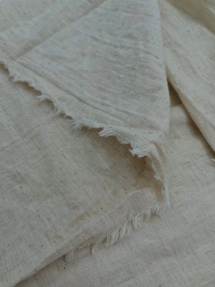 Nötr Ağartılmamış Keten Organik Pamuk Karışımlı Kumaş Metre Fiyatı, Genişlik 150 cm. %50 Keten %50 Pamuk, Softhand Fluid Keten Kumaş.