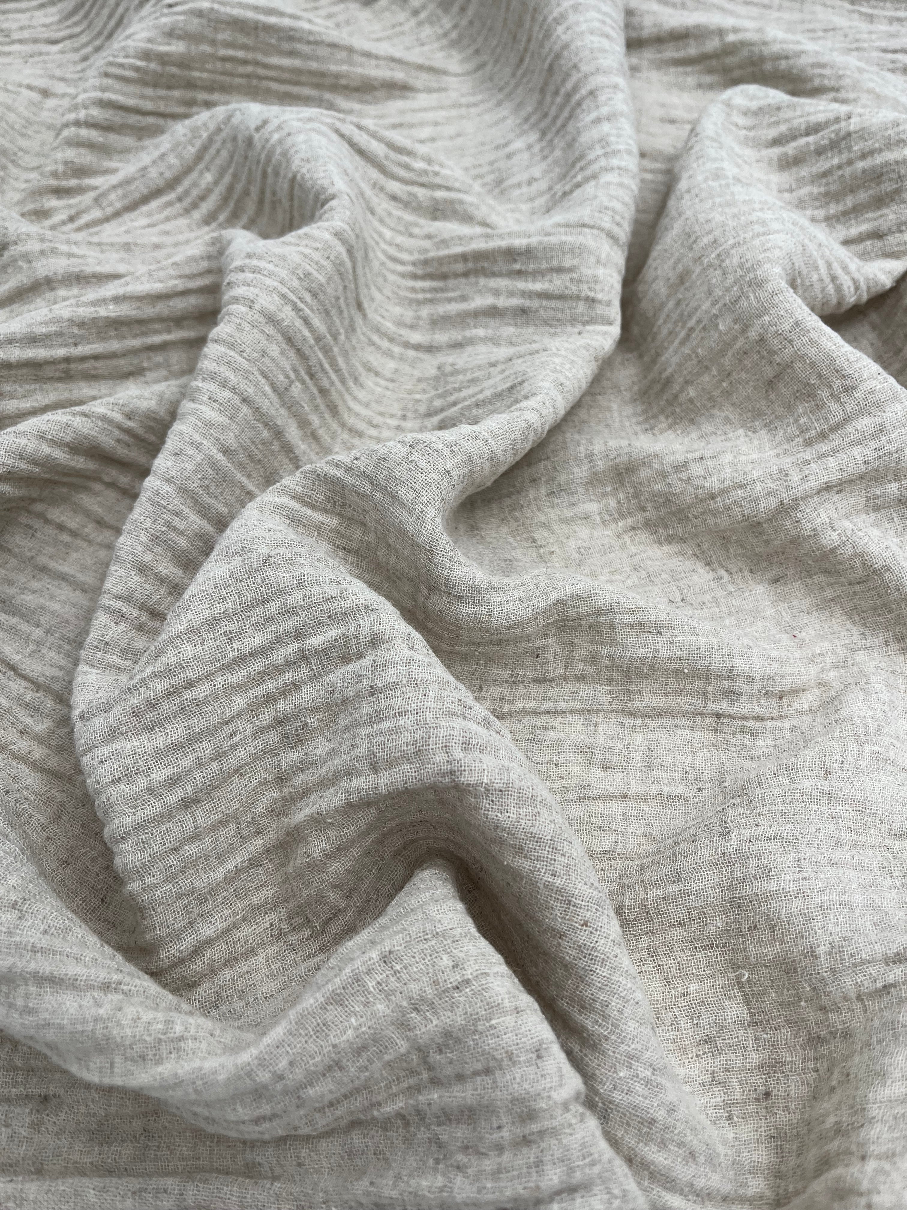 Keten Yarı Şeffaf Açık Dokuma Muslin Kumaş. - Organik Muslin Kumaş - Bebek Pamuklu Muslin - Metre ile 2 Katlı Tül Kumaş, 150 CM GENİŞLİK. Yenidoğan Battaniyesi.