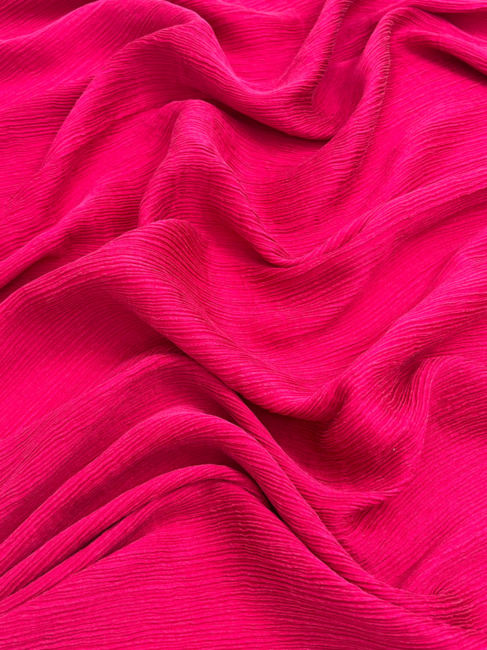 Fuchsia Pink Silk By The Yard, Natural Silk, Mulberry Silk, Crinkle Silk.
