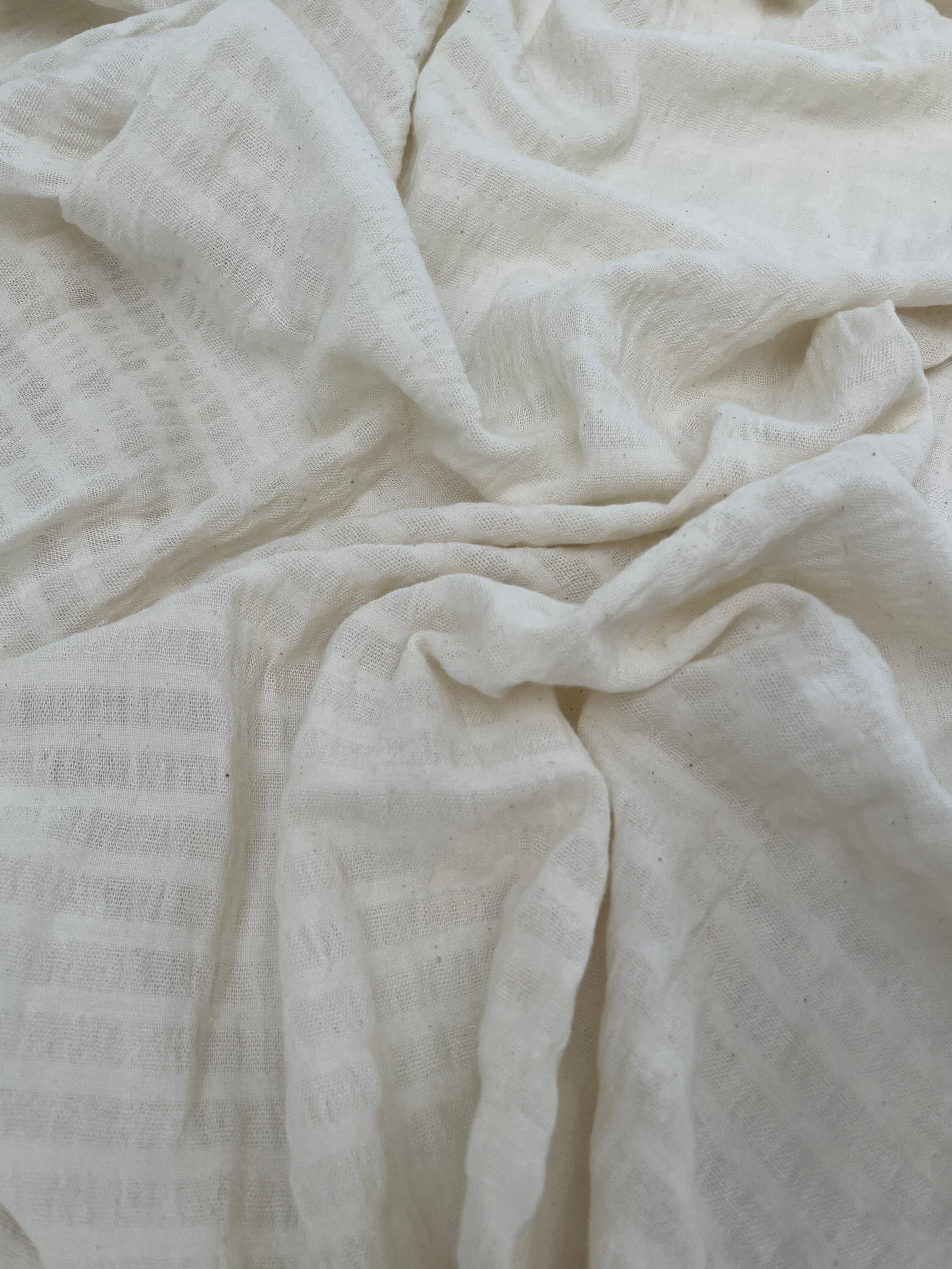 Cotton Fabric With Stripes, Brown, Green, Black, Cream, White Colour Options Available.