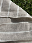 Gray- White Striped Linen Organic Cotton Blended Fabric By The Meter.