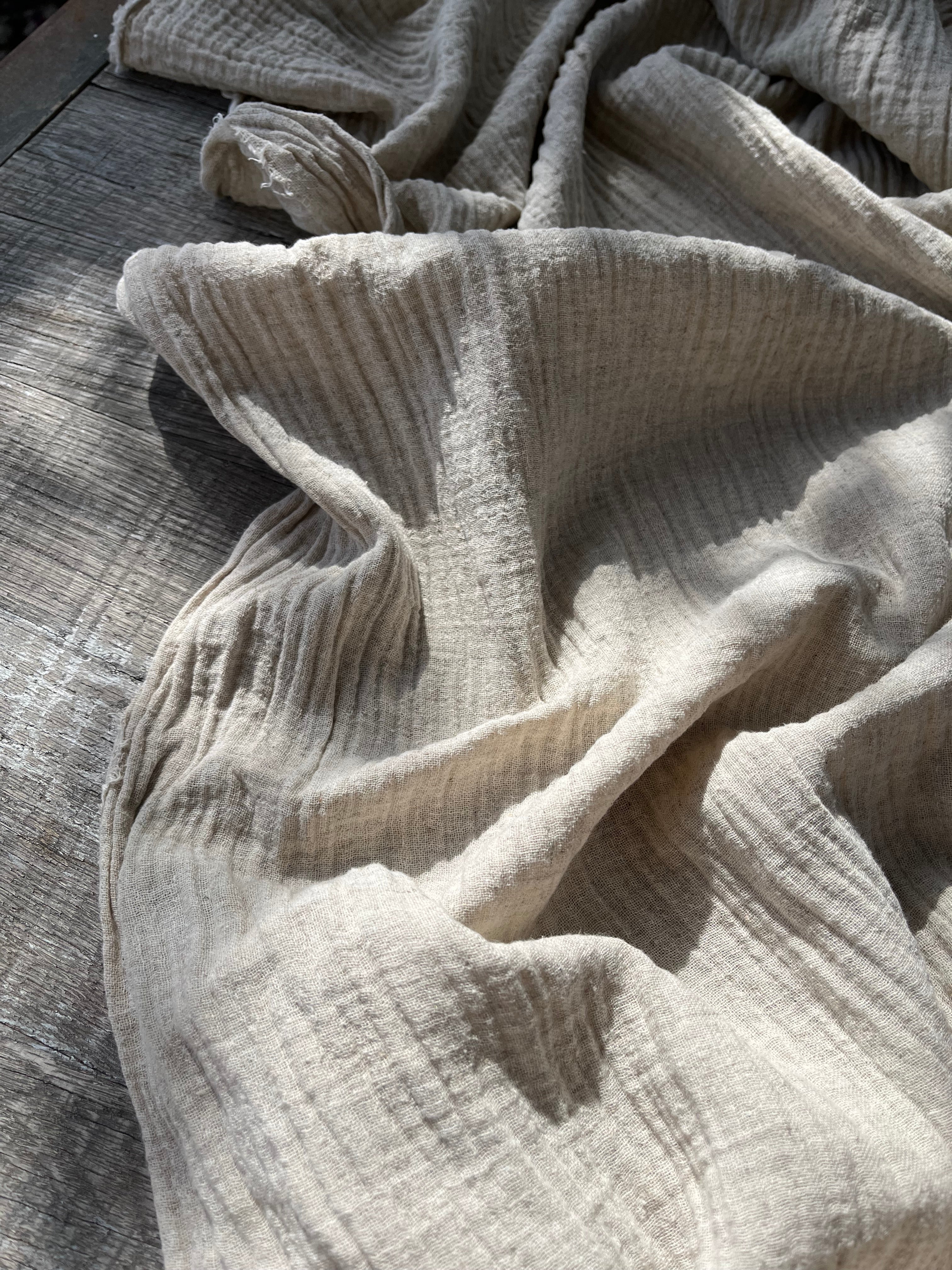 Keten Yarı Şeffaf Açık Dokuma Muslin Kumaş. - Organik Muslin Kumaş - Bebek Pamuklu Muslin - Metre ile 2 Katlı Tül Kumaş, 150 CM GENİŞLİK. Yenidoğan Battaniyesi.