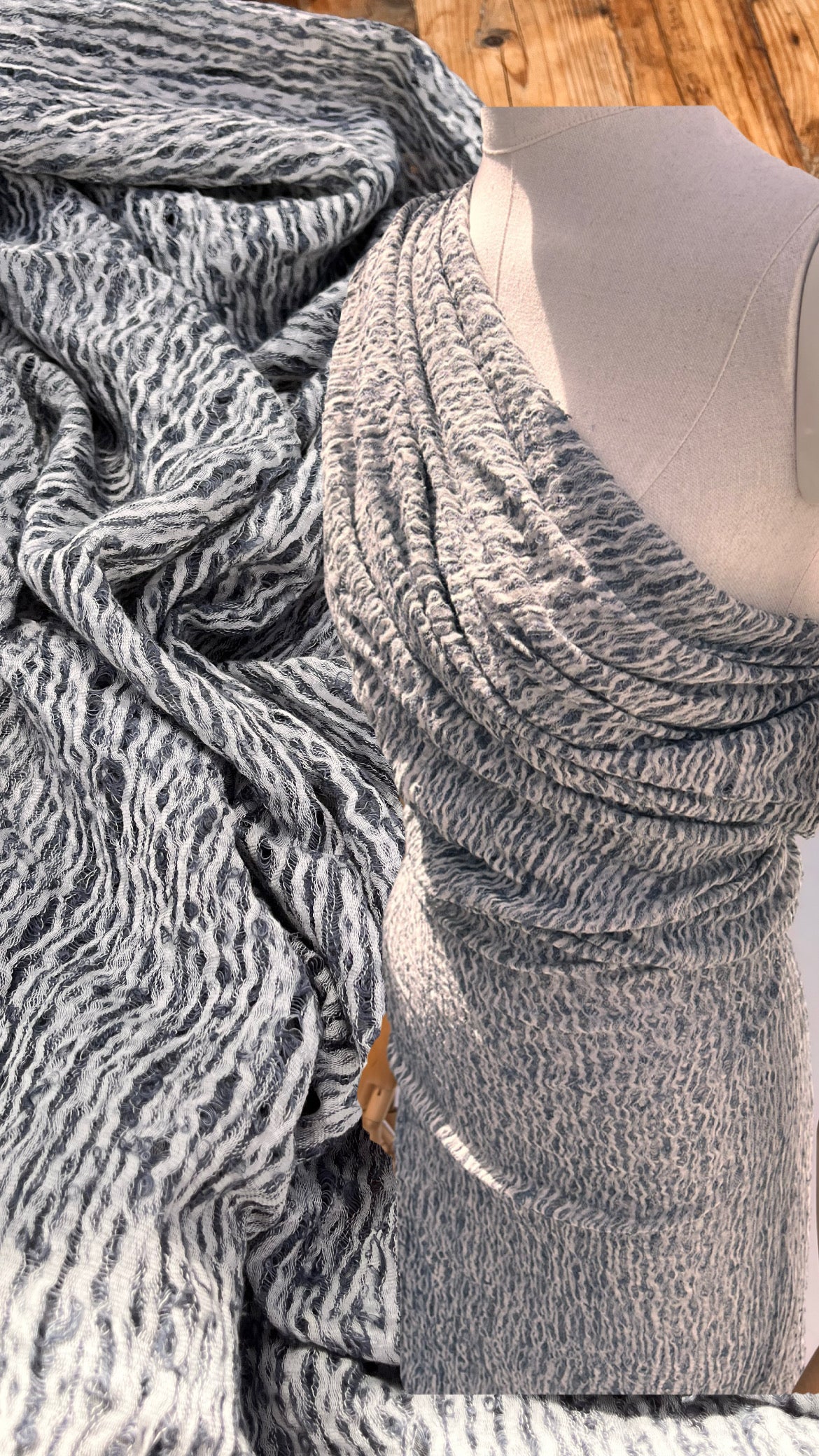 Bluish Gray Linen Fabric By The Yard Textured Handloom Semi-Sheer Natural Fabrics.