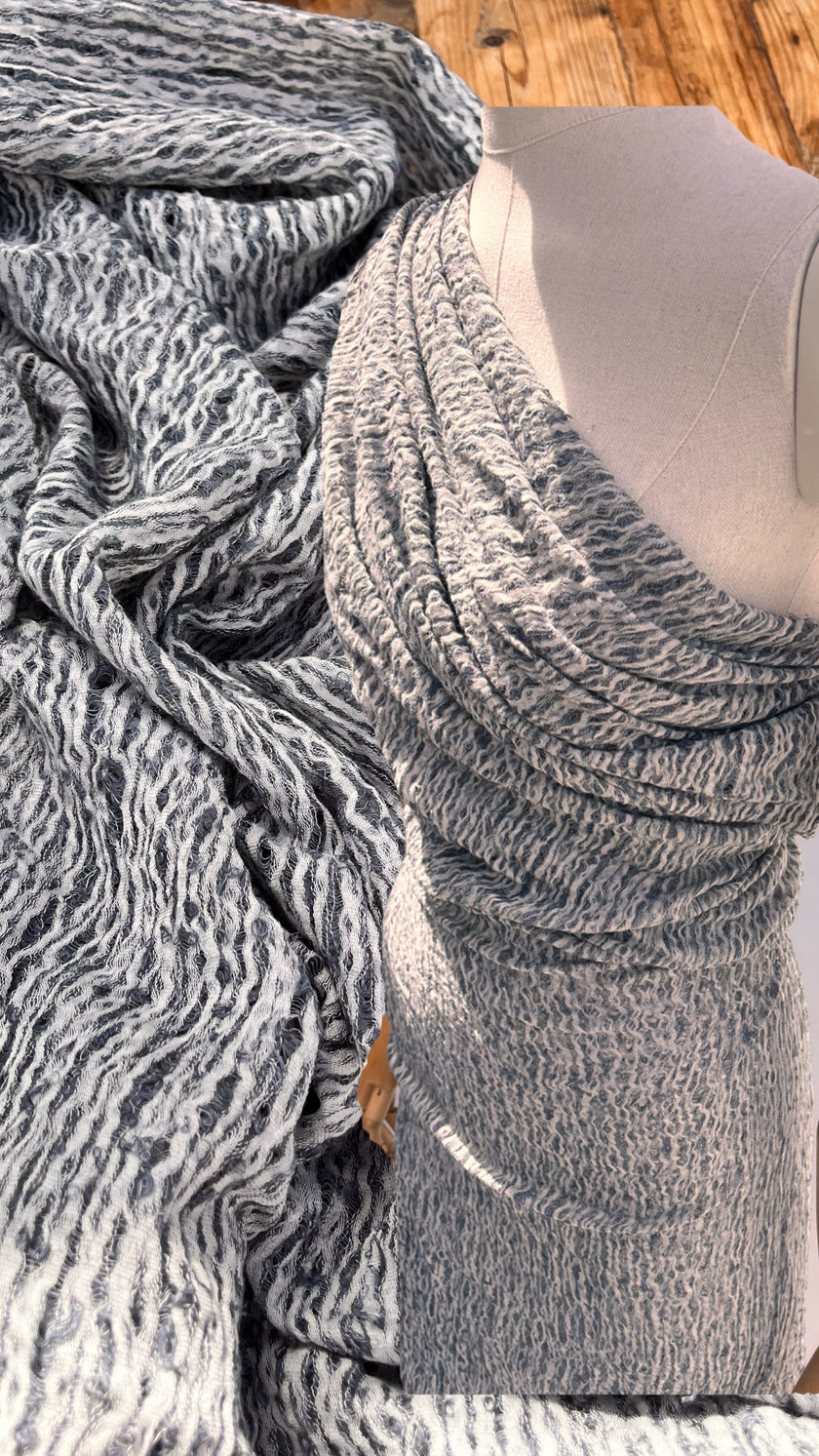 Metre Kare Mavi Gri Keten Kumaş, Organik Pamuklu Kumaş, Dokulu El Dokuma Yarı Şeffaf Doğal Kumaşlar.